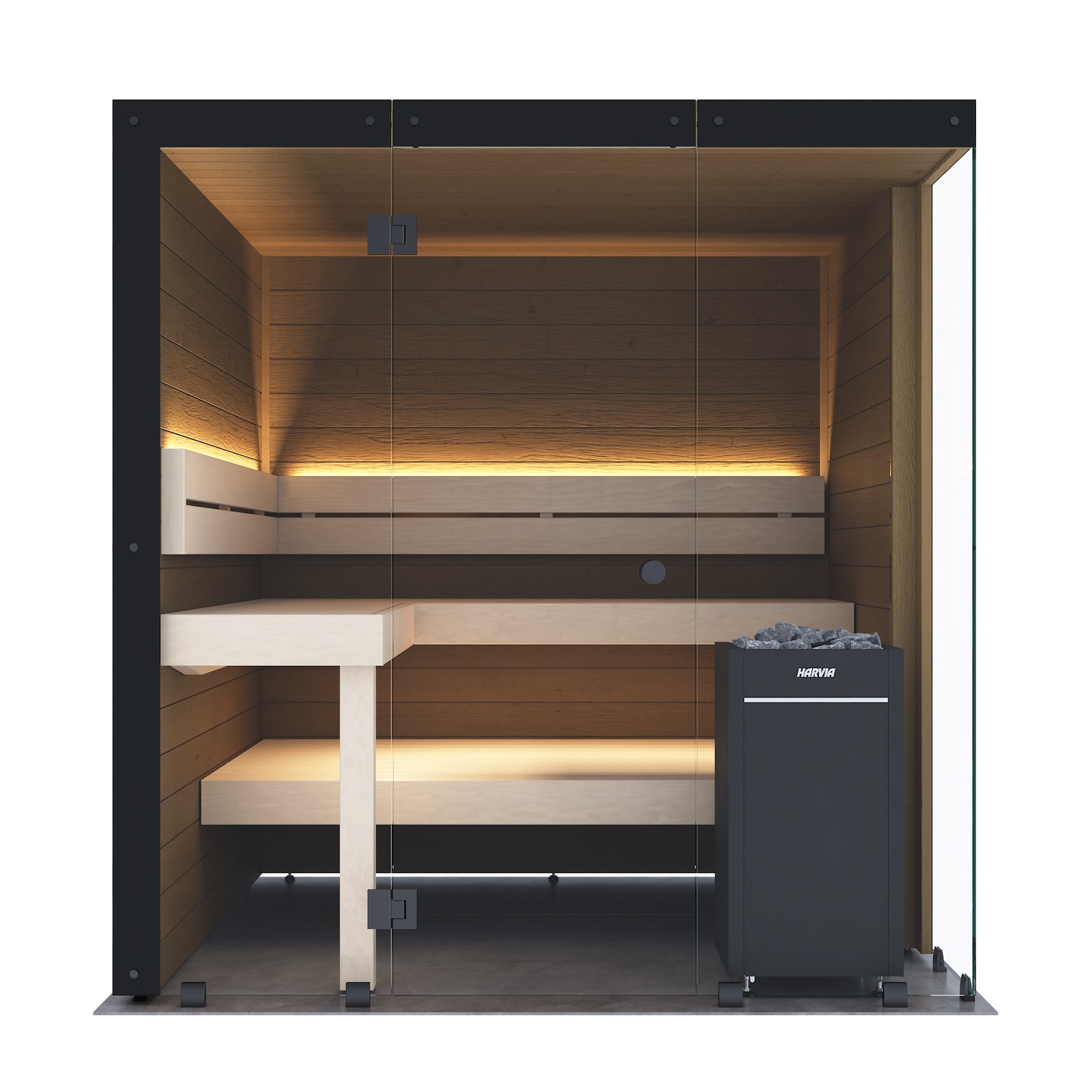 Harvia Block Right Large Saunakabine Design-Sauna aus Thermo-Erle 198x200x210cm inkl. LED Beleuchtung