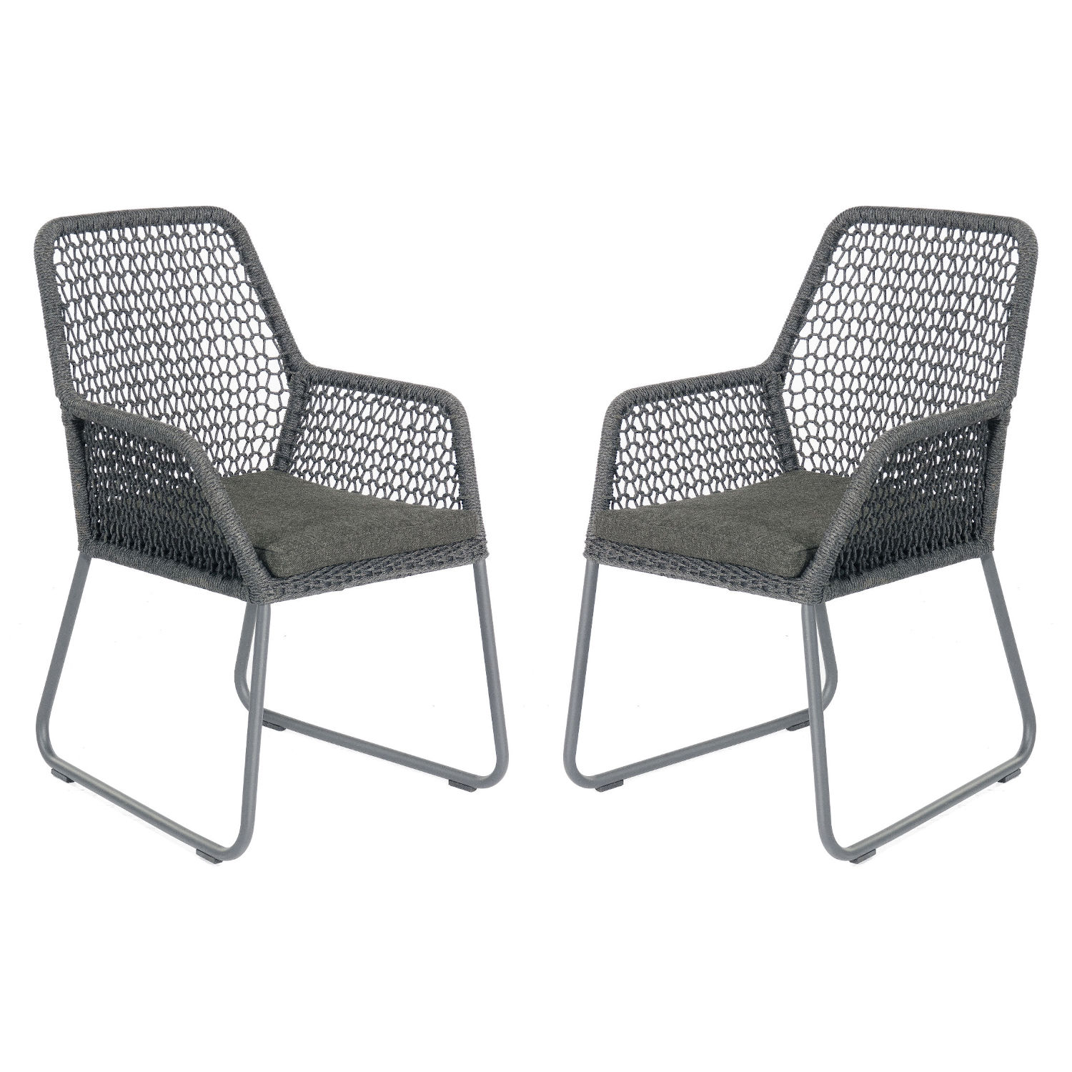 Sonnenpartner Poison 2er-Set Gartensessel Gartenstuhl Alu mit Polyrope dunkelgrau