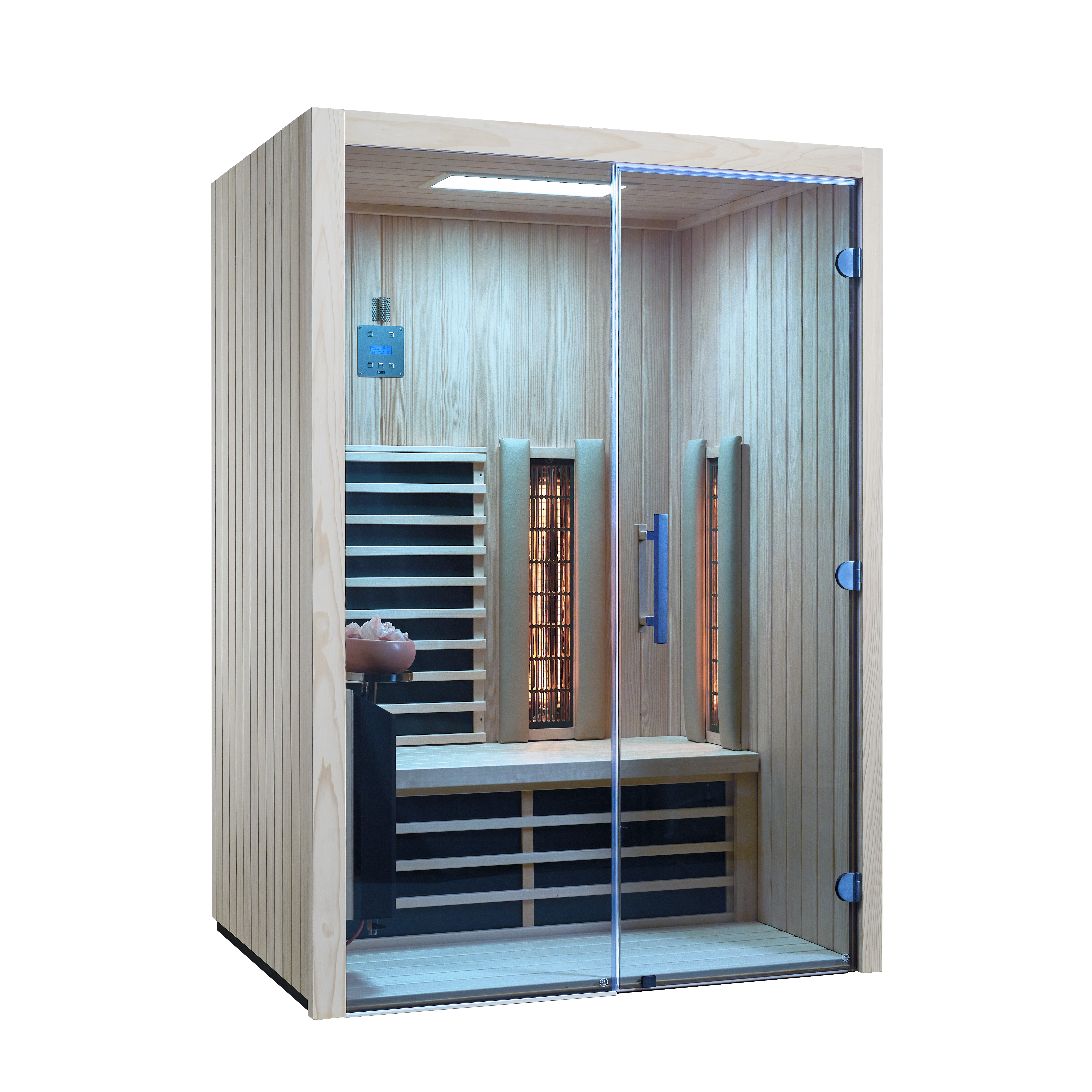 Infraworld Infrarotkabine TrioSol Design 145 VG Tanne 145x112x201cm mit 2 ABC-Strahler Salzverdampfer