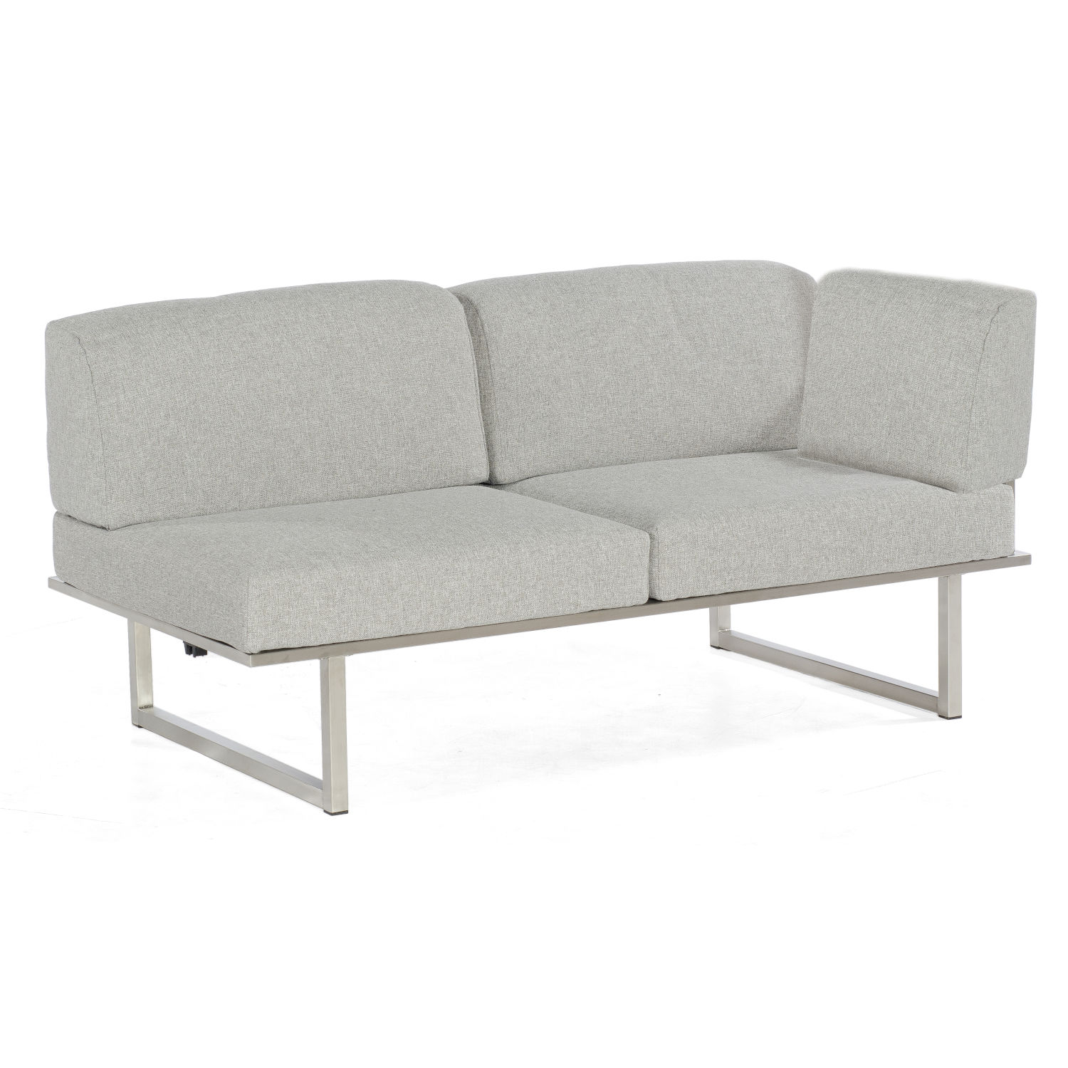 Sonnenpartner Lotus Eckmodul Loungesofa 2-Sitzer rechts Edelstahl mit Teakholz