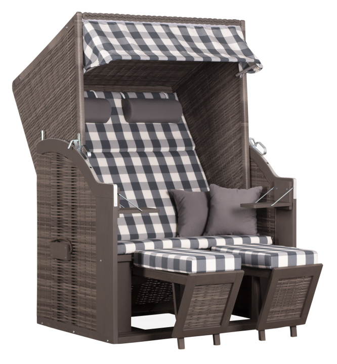 deVries Strandkorb PURE® STANDARD PE grau inkl. zwei Knuffelkissen 120x80x160cm