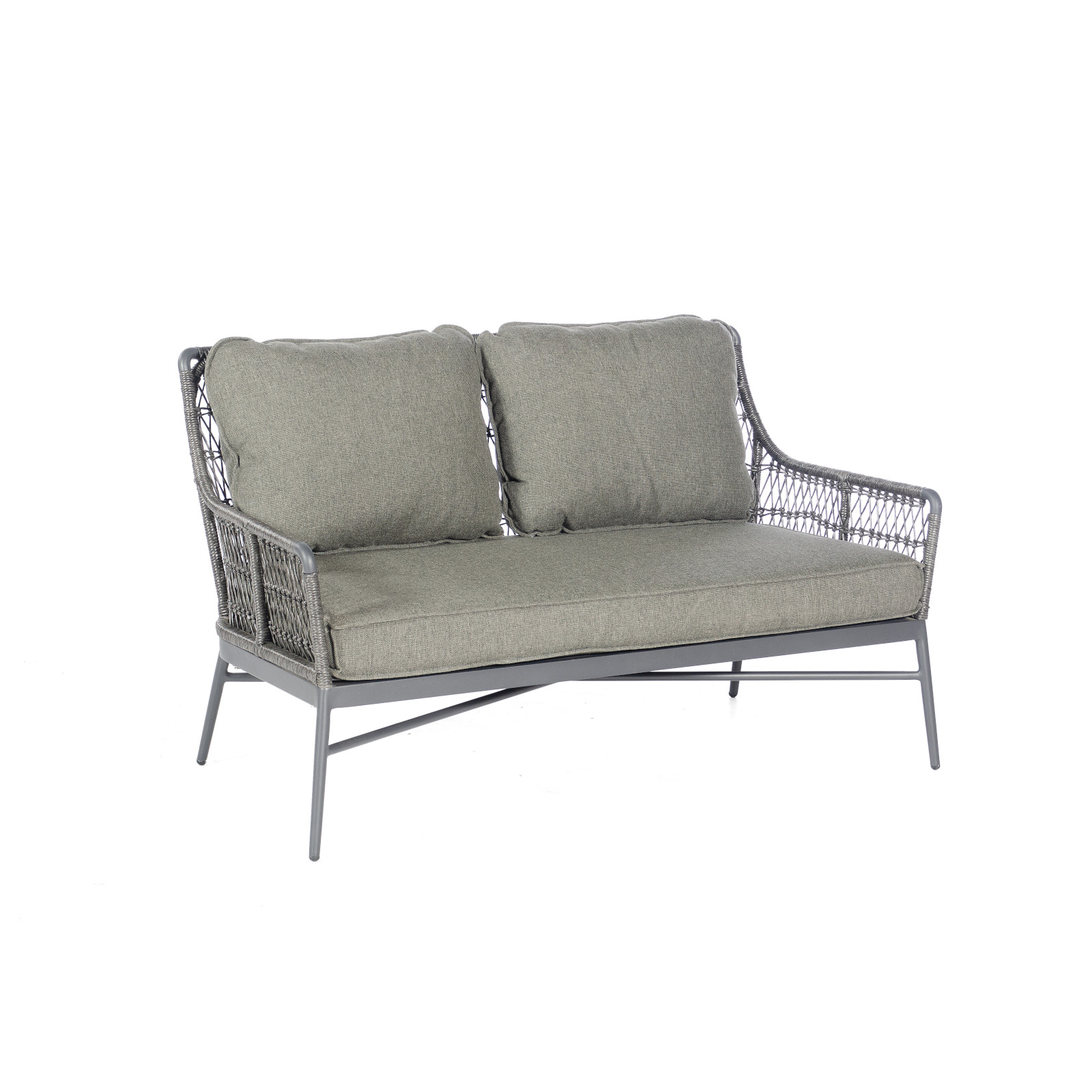 Sonnenpartner Retro Loungesofa Gartensofa Aluminium mit PE-Bespannung light coal