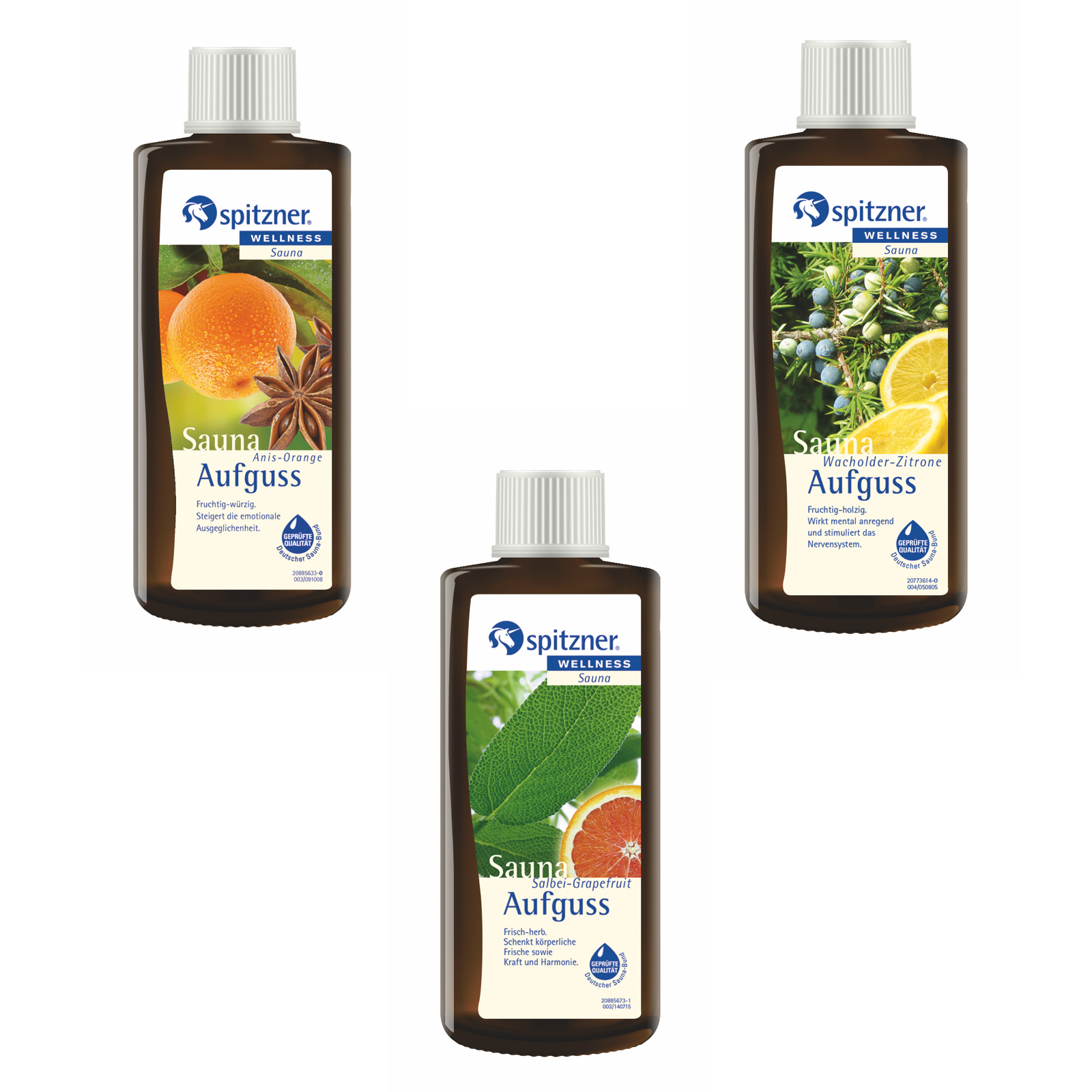 Spitzner Vorteilspack 3er Anis-Orange Grapefruit Wacholder Saunaduft je 190 ml