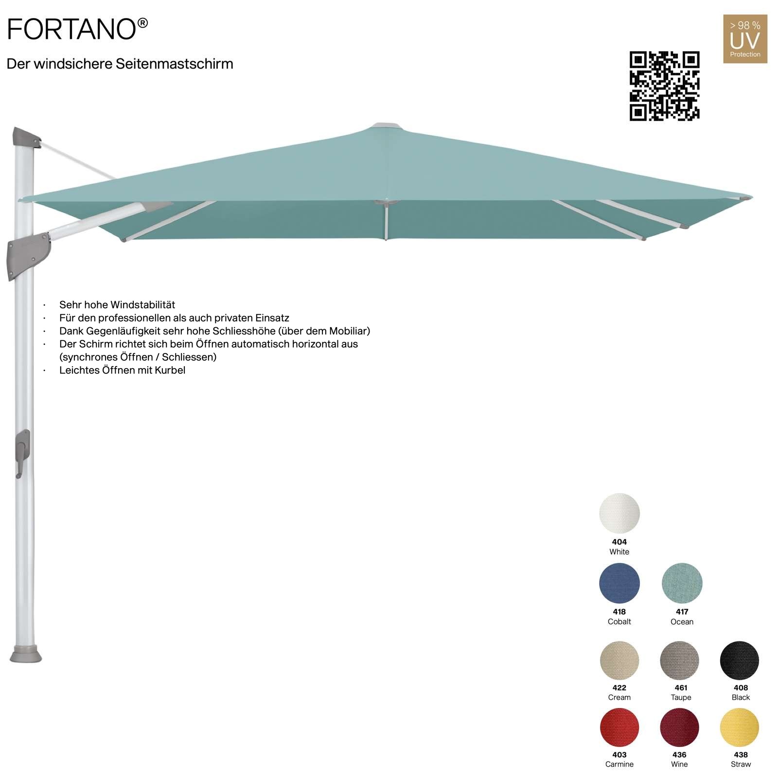 GLATZ Sonnenschirm FORTANO® Ampelschirm 400 x 300 cm Freiarmschirm in 9 Farbvarianten