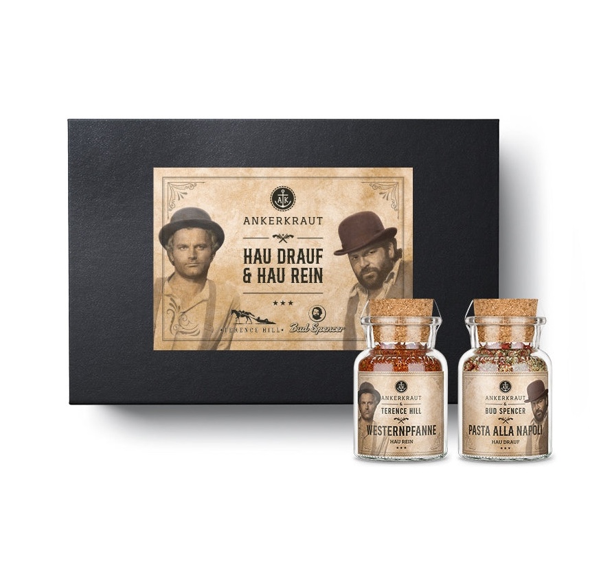 Bud Spencer & Terence Hill Set Petromax Gusspfanne, Dutch Oven, Holzlöffel + Ankerkraut Gewürze