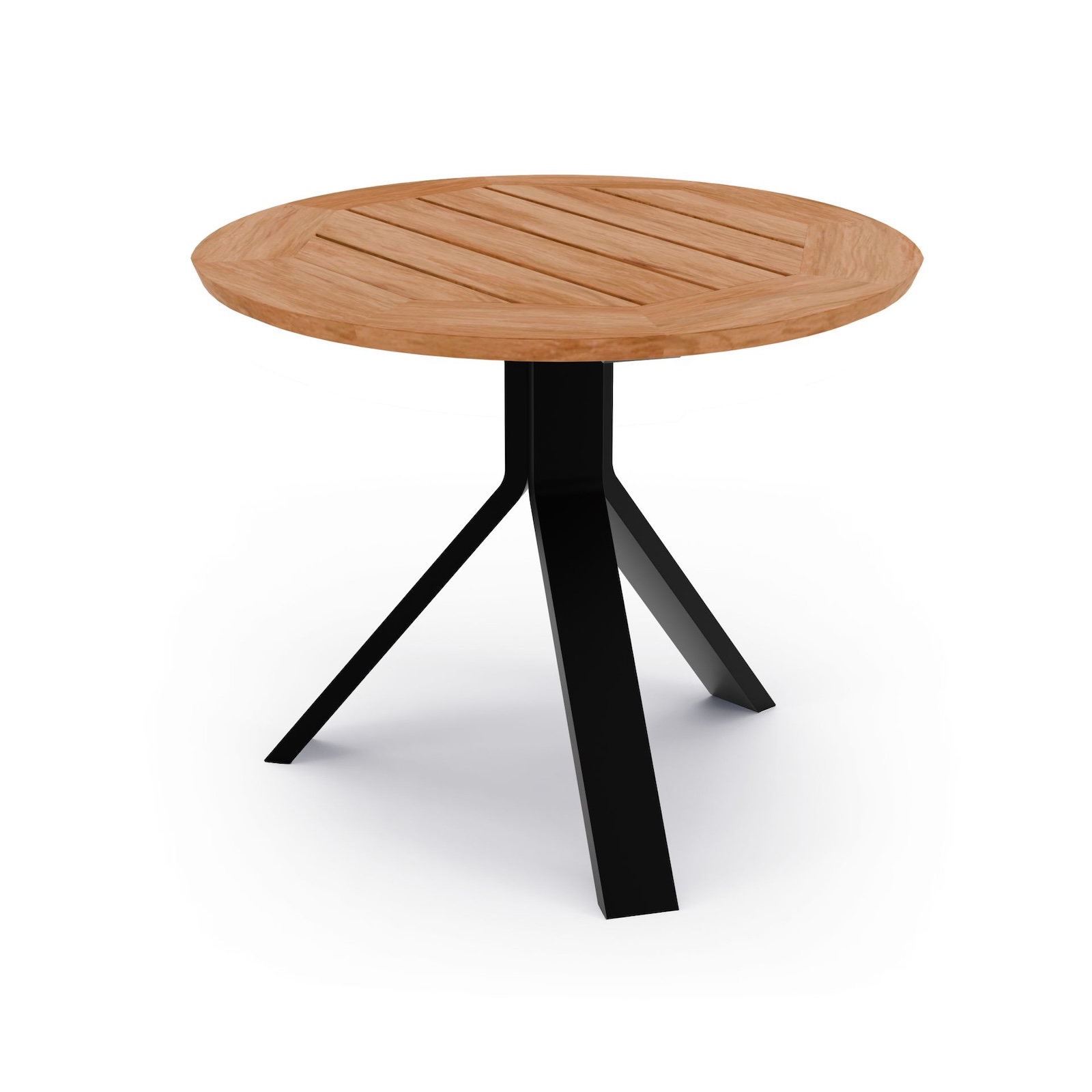 Stern Freddie Beistelltisch Gartentisch Aluminium Schwarz matt Teakholz-Platte