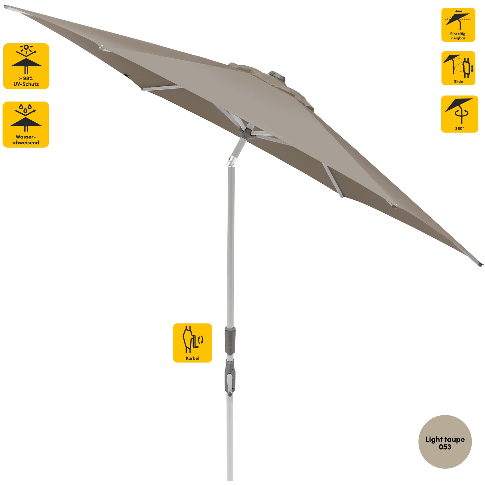 Sonnenschirm SUNCOMFORT® by Glatz Slide ø 250 cm rund in Light Taupe 053