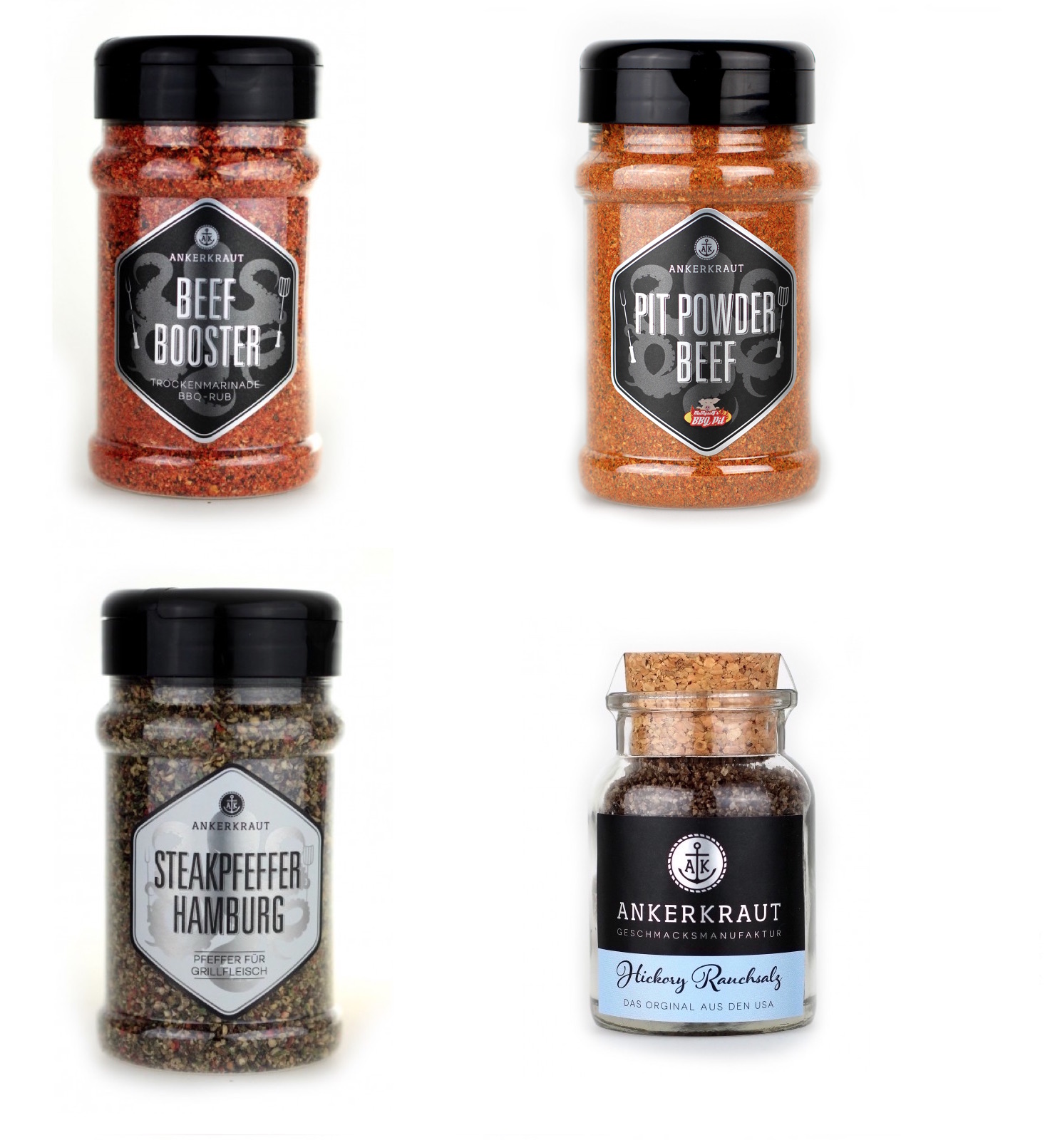 Ankerkraut 4er BBQ Rub Marinaden und Gewürze Set für Rindfleisch