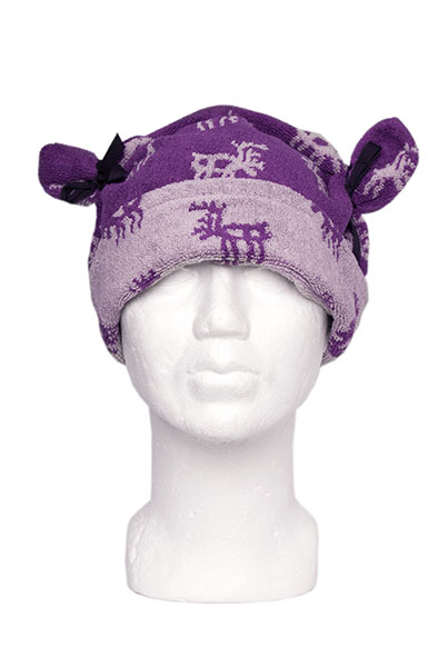 Pikkupuoti Oy Saunamütze Rentier Lila aus 100 % Bio-Baumwolle Saunahut für Damen und Herren