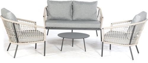 SunnySmart Seaside Loungegruppe Sitzgruppe für Garten Inklusive Kissen hellgrau