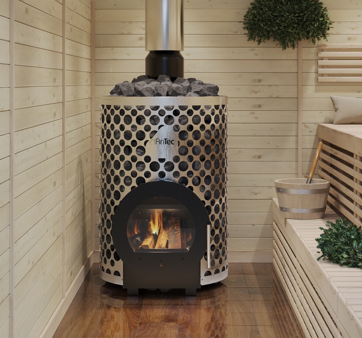 FinTec JONTE Holz-Saunaofen 16 kW holzbefeuerter Saunaofen mit BImSchV 2