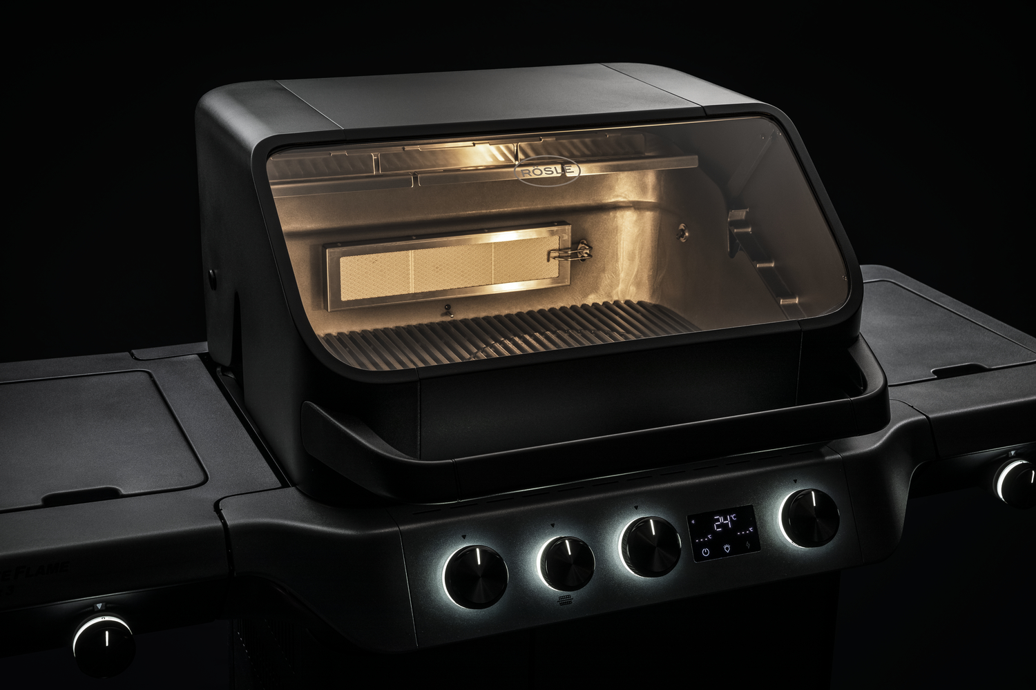 Rösle Gasgrill BLAZEFLAME Master 3 Schwarz mit PRIMEZONE, Backburner und Seitenbrenner 250600