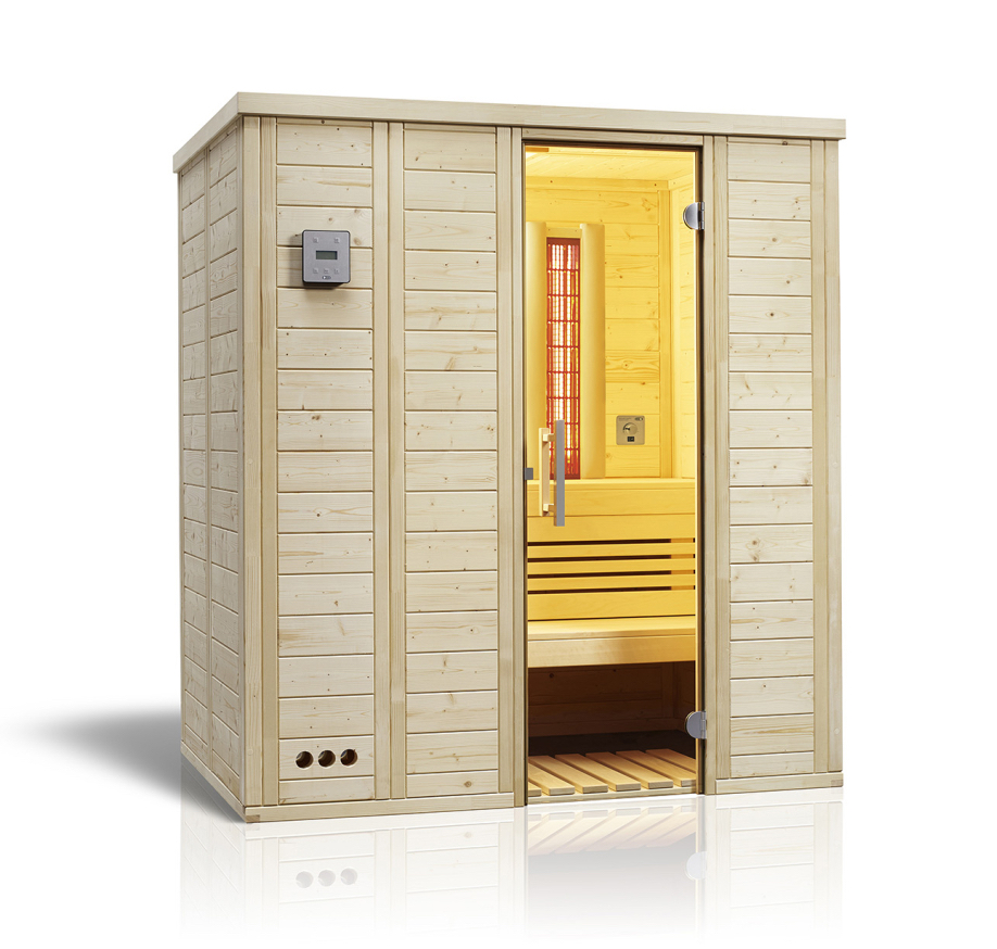Infraworld Sauna Vitalis Complete 184 Fichte Massivholzsauna Infrarotstrahler 184x119x200 cm