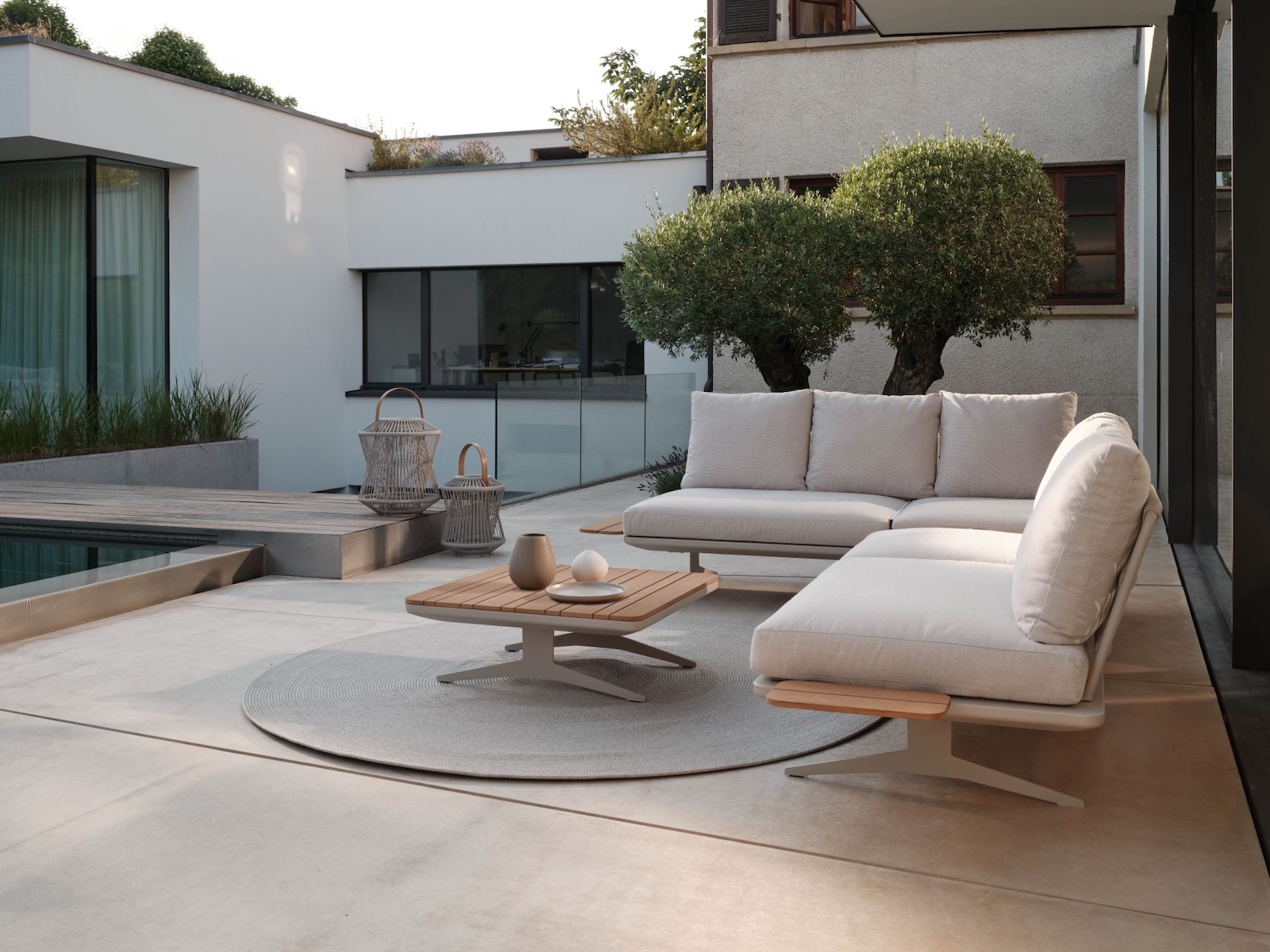 Stern Enya Lounge-Set 7-teilig Greige/Ivory Lounge-Bank Lounge-Tisch Eckmodul Mittelelement