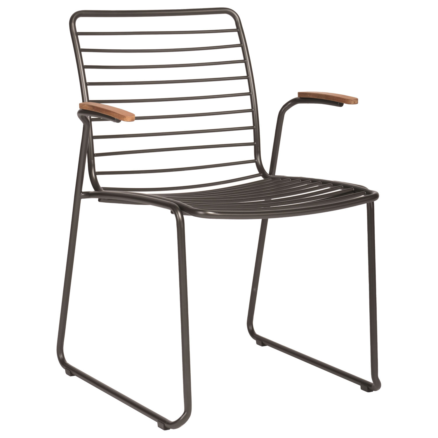 Stern 4er-Set Stapelsessel Levi Edelstahl anthrazit/Teakholz Gartenstuhl Stapelstuhl