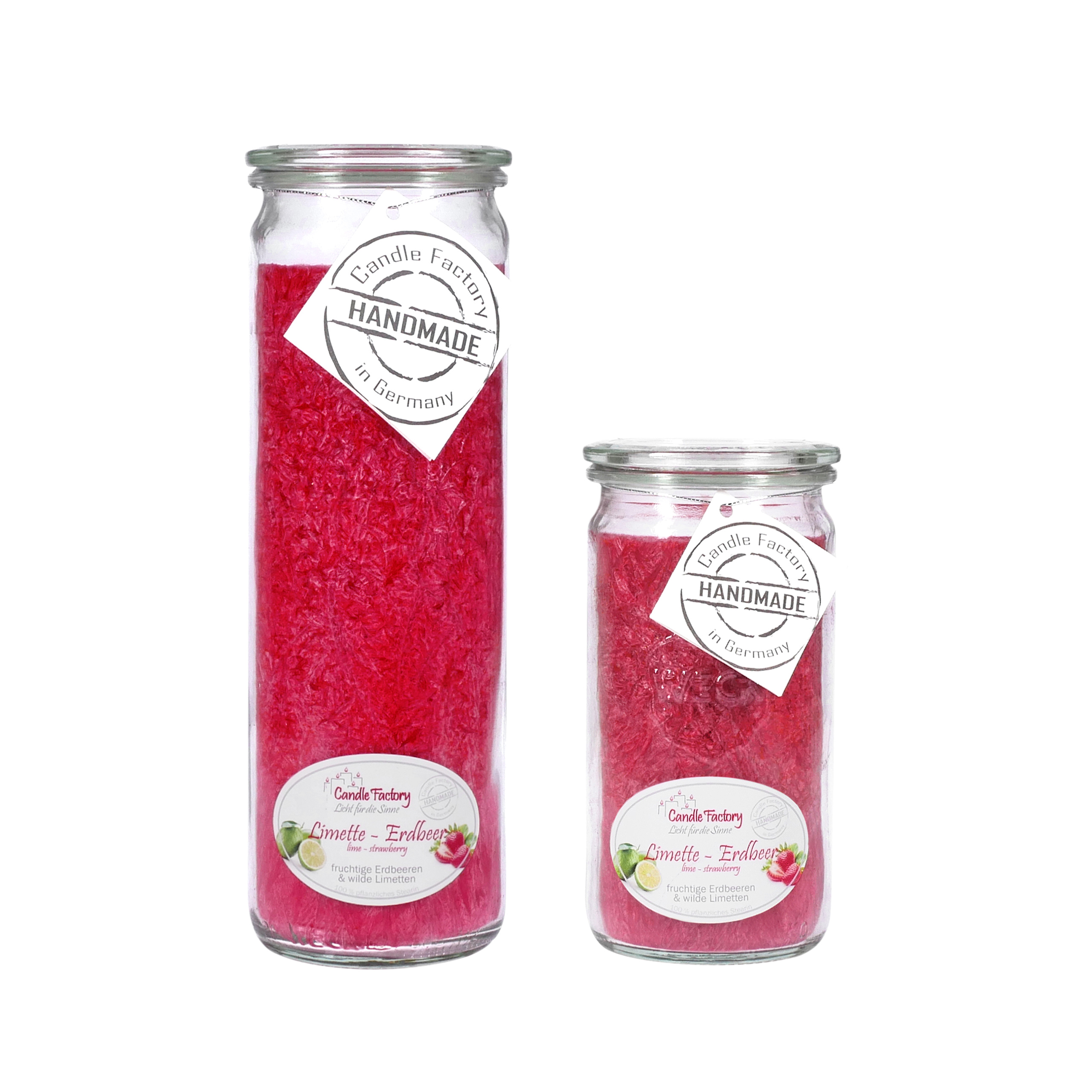 Candle Factory Kerzen-Set Limette-Erdbeer Big + Mini Jumbo Duftkerze Dekokerze