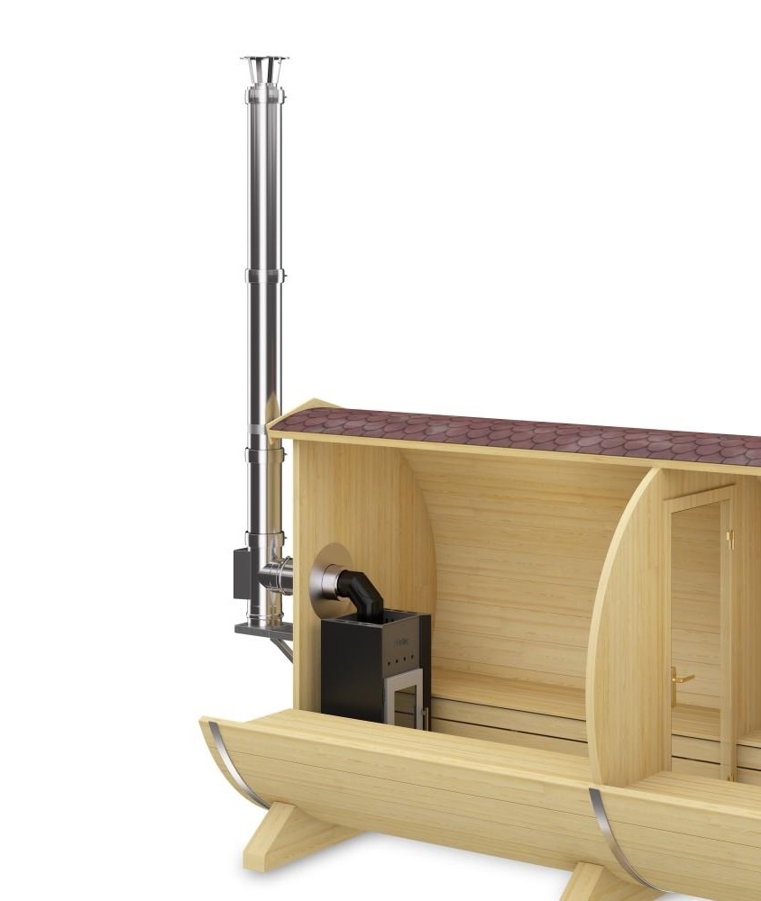 Fintec Edelstahl Außenkamin CHIMNEY (Montage an Rückwand) für holzbefeuerte Saunaöfen