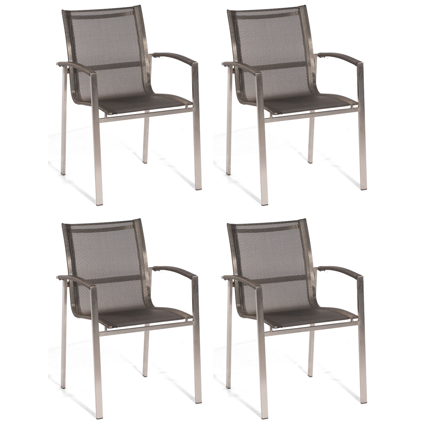 Sonnenpartner Millenium 4x Stapelstühle metallic-grau Stapelstuhl Edelstahl/Textilen