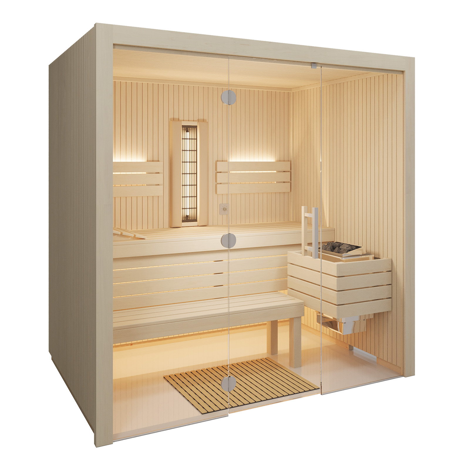 Infraworld Gracil Complete Multifunktionssauna mit Infrarotstrahler in Espe 210x140x210cm