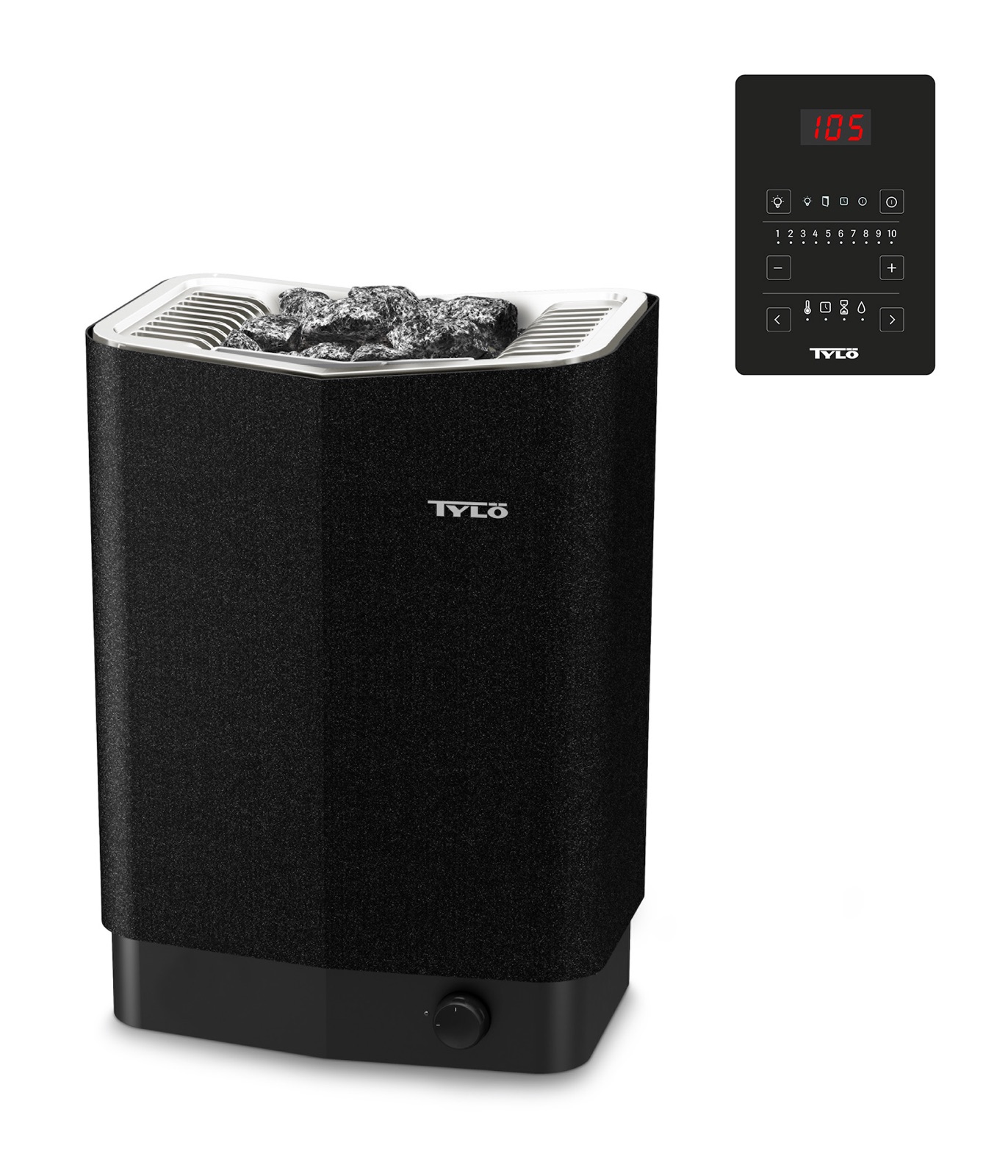 Tylö Sense Pure 10 Saunaofen 10,5 kW finnischer Saunaofen mit Touch-Steuerung Saunasteine