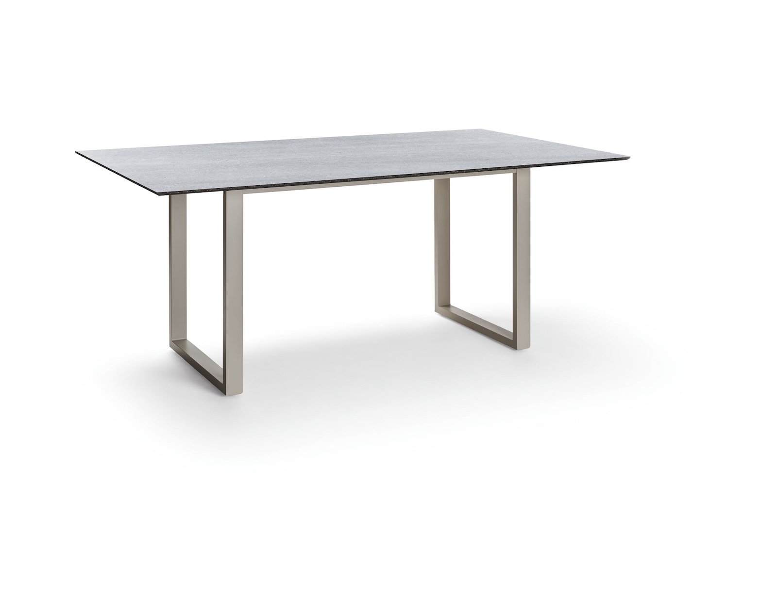 Stern Kufentisch Gartentisch Aluminium greige 160x90 cm mit wählbarer Tischplatte