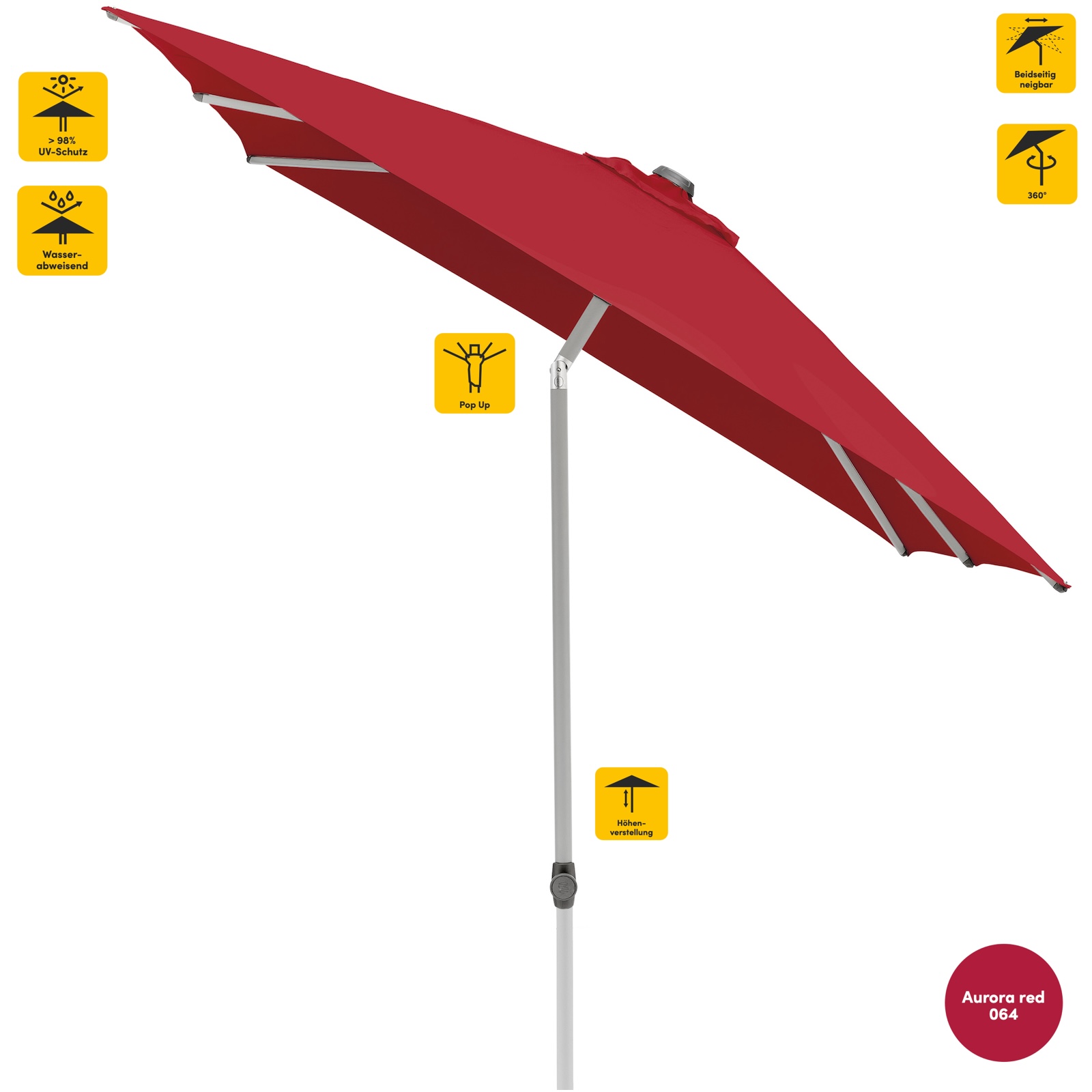 Sonnenschirm SUNCOMFORT® by Glatz Pop Up 250 x 200 cm in Aurora Red 064