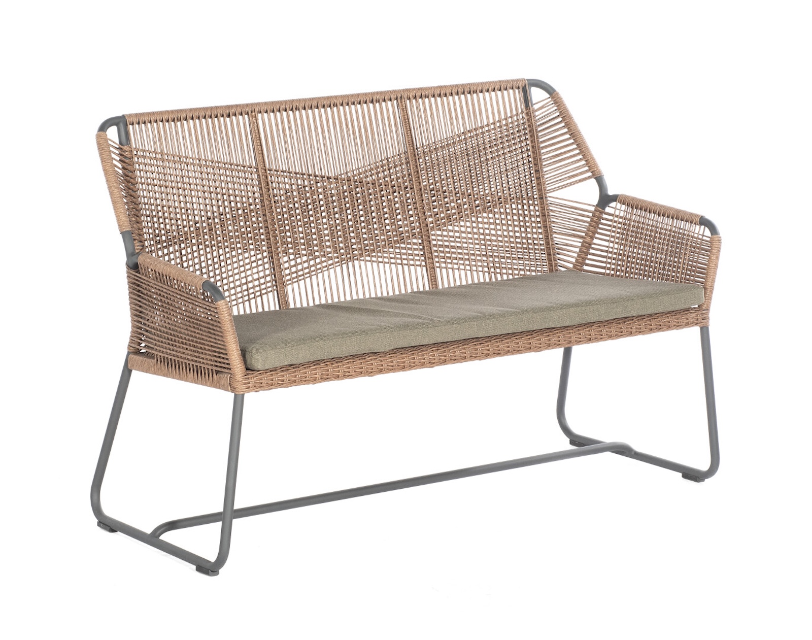 Sonnenpartner Observer 2-Sitzer Gartenbank Alu/PE-Geflecht inklusive Sitzkissen