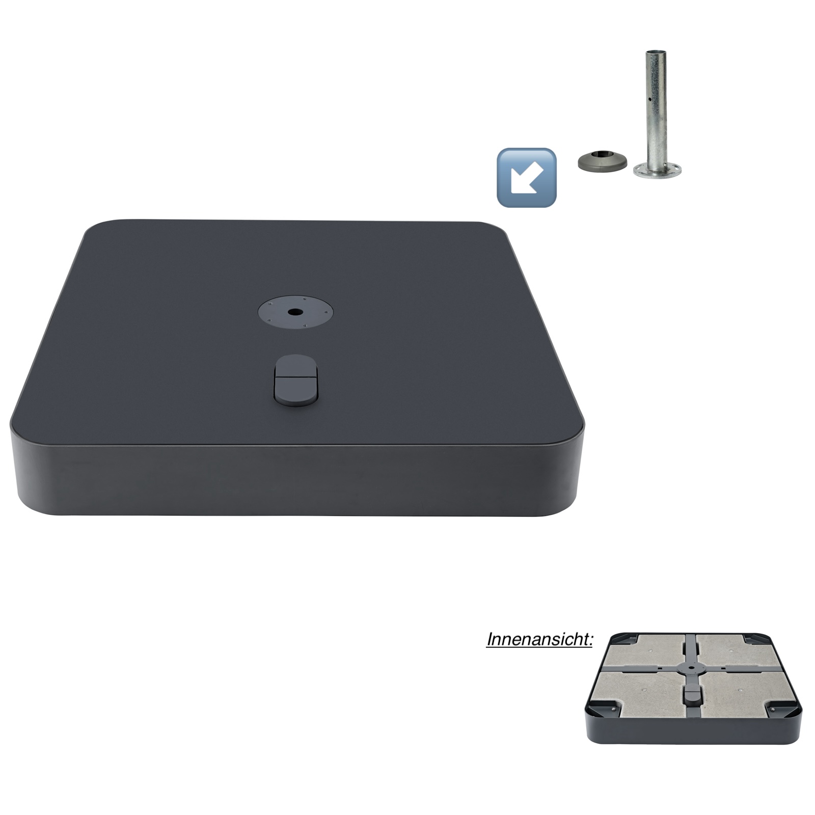 GLATZ Rollensockelrahmen M4 Stahl feuerverzinkt 180 kg inkl. Zubehör Komplettset anthrazit