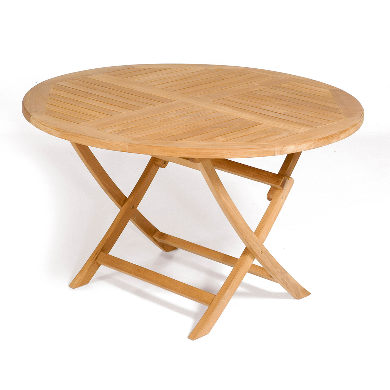SunnySmart York Teakholz-Klapptisch Balkontisch Gartentisch rund Ø 120 cm natur