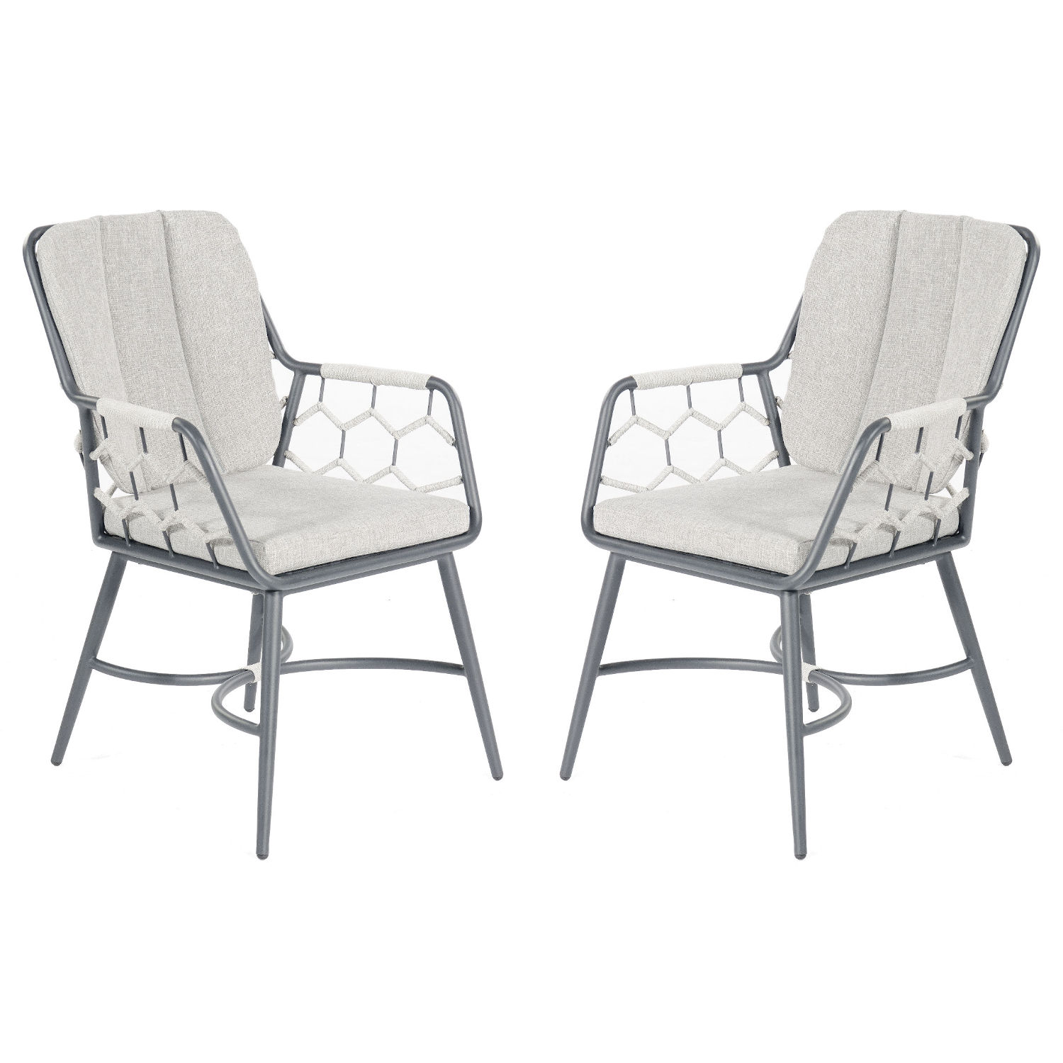 Sonnenpartner Yale 2x Gartensessel Gartenstuhl Sessel silbergrau Aluminium/Polyrope
