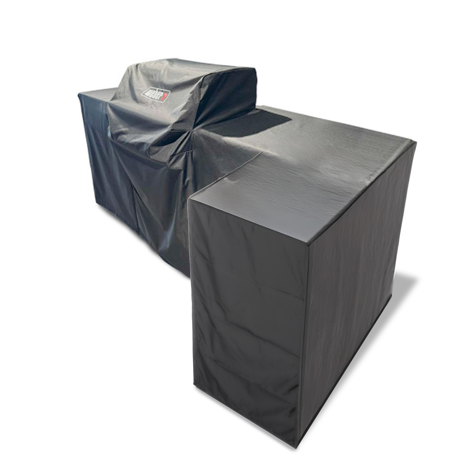 BBQ Kitchen Abdeckhaube für 3 Module, Genesis 4-Brenner Grill links platziert mit Eck-Modul