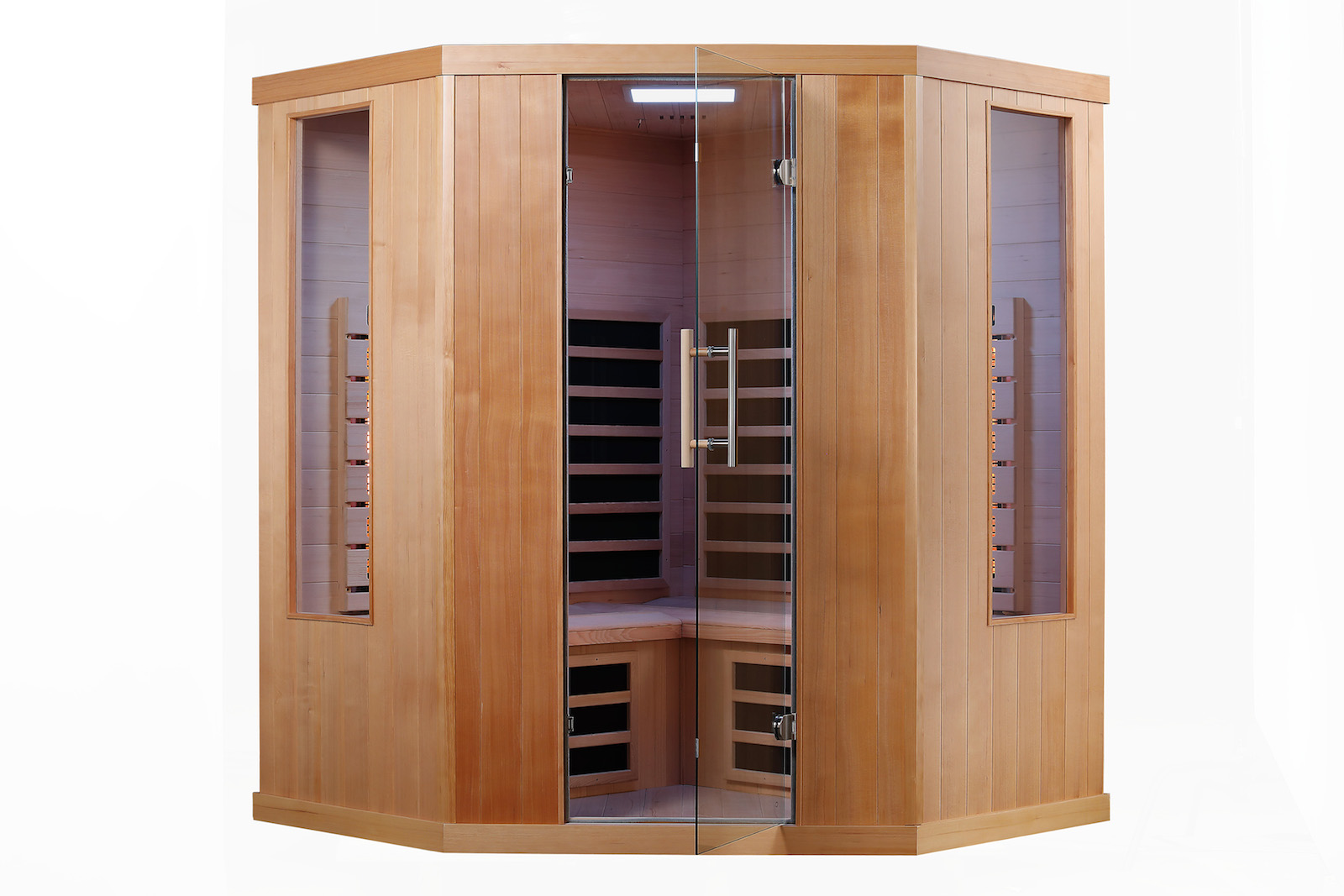 VITALhome Sunlight 155 Ecke Infrarotkabine Infrarotstrahler inkl. 2 Frontstrahler ca. 155x155x190cm