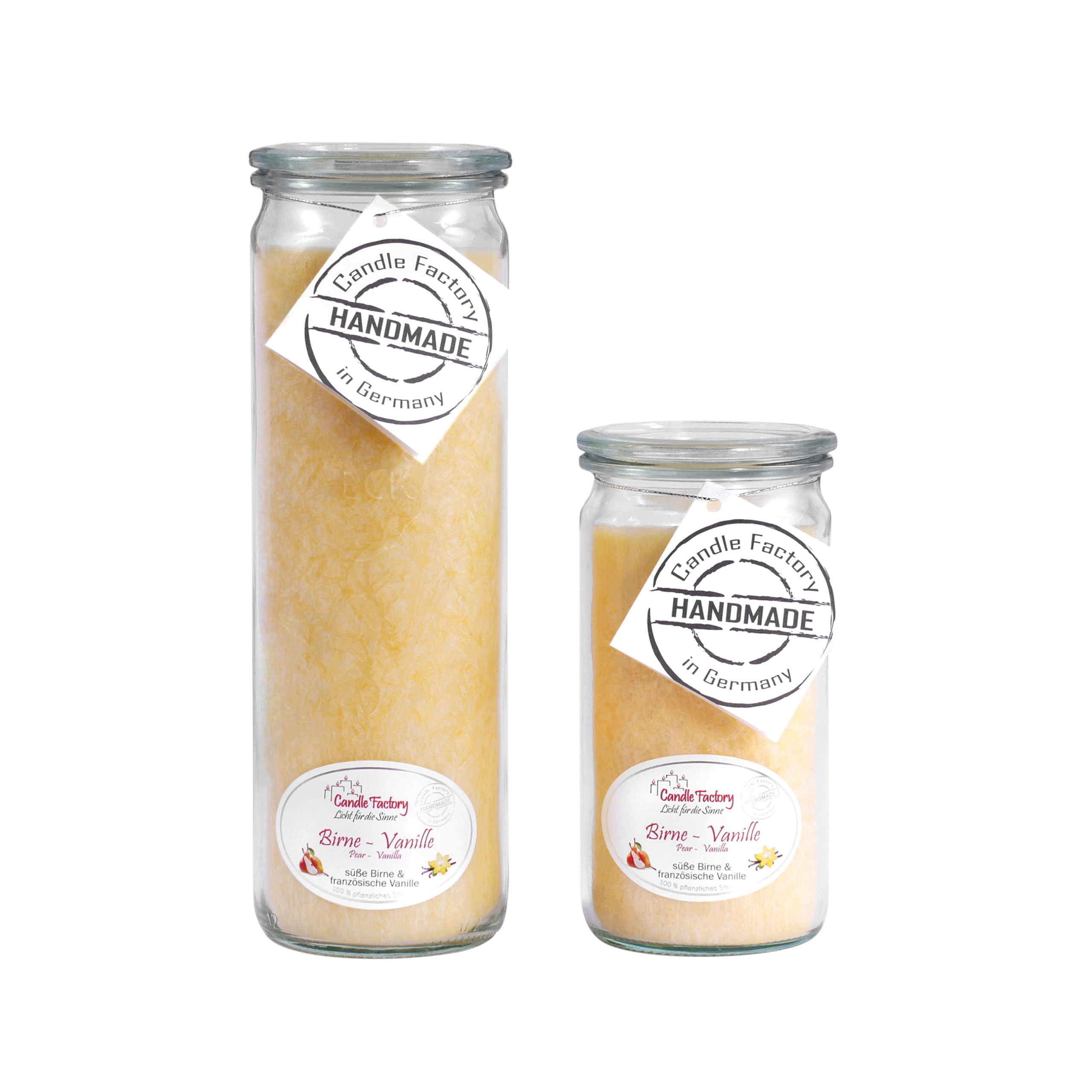 Candle Factory Kerzen-Set Birne-Vanille Big + Mini Jumbo Duftkerze Dekokerze