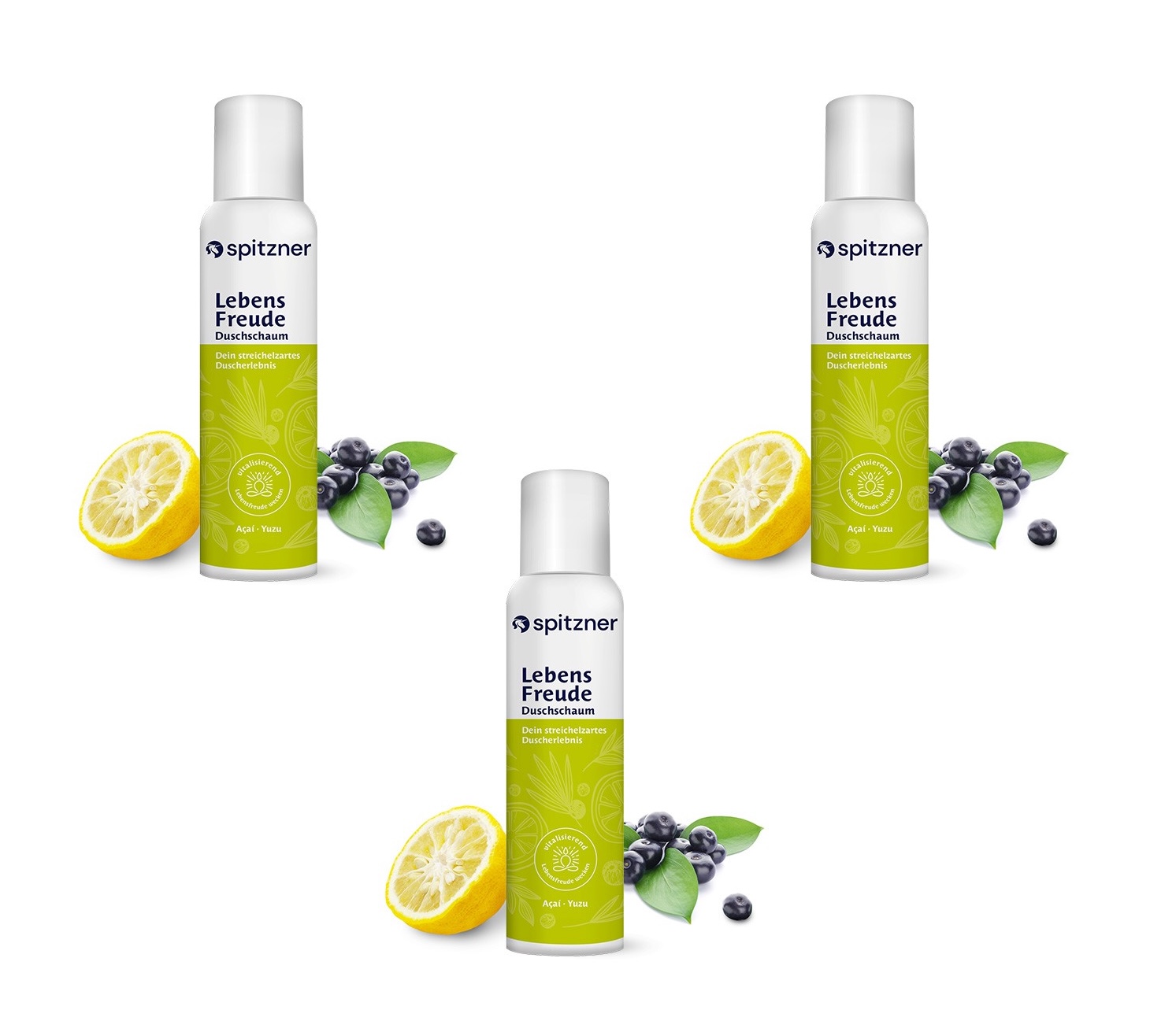Spitzner Duschschaum Set LebensFreude 3x 150 ml Vitalisierende Wellness-Dusche