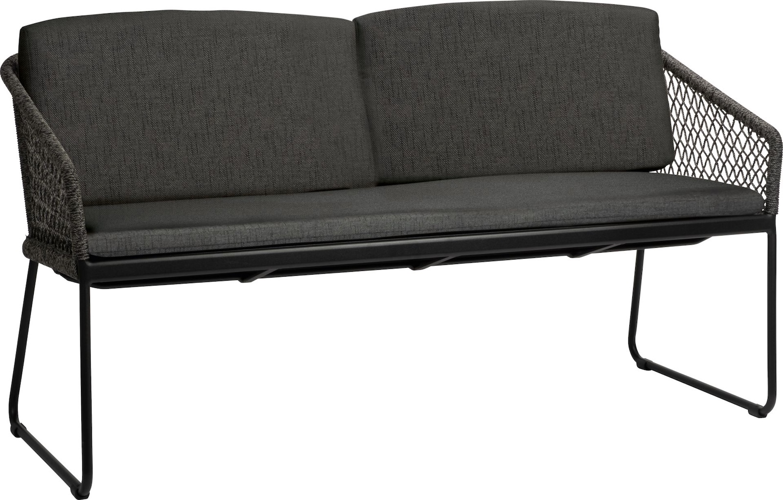 Stern Odea 2-Sitzer Kufenbank Gartensofa Lounge-Bank Gartenbank mit Kissen schwarz