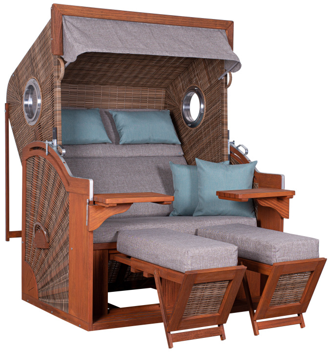 deVries Strandkorb "PURE SEASIDE XL PE" Des. 488 griseum Bullaugen 135x92x165 cm