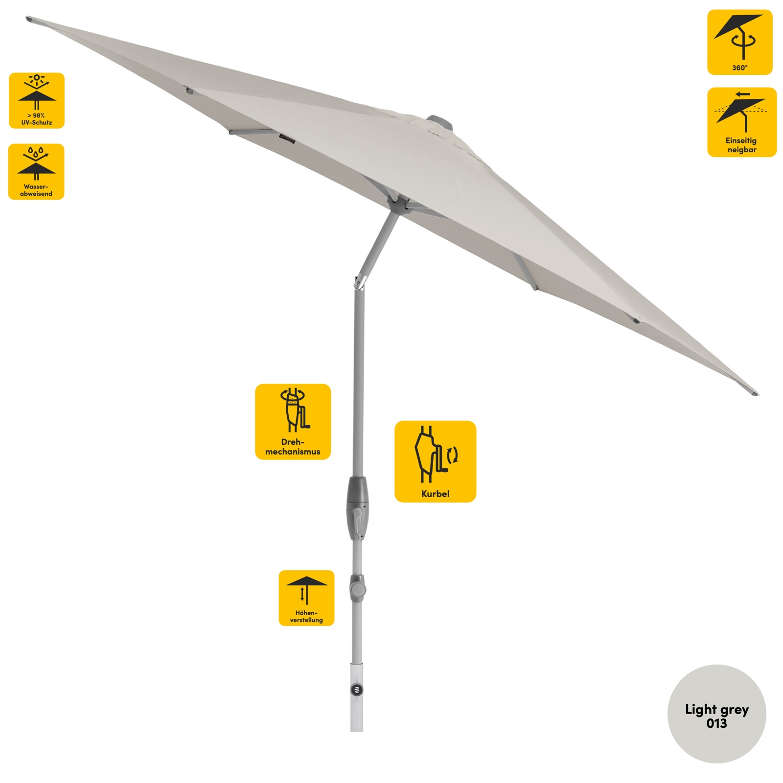Sonnenschirm SUNCOMFORT® by Glatz Shell Turn rund ø 300 cm in Light Grey 013