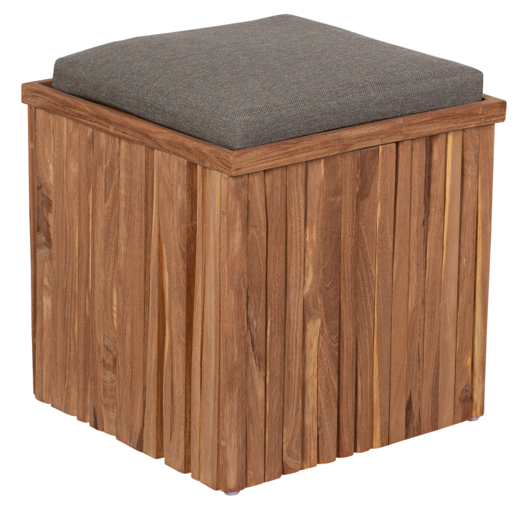 deVries Universalbox WOODIE Teakholz Aufbewahrungsbox inkl. Sitzkissen 45x45x50cm