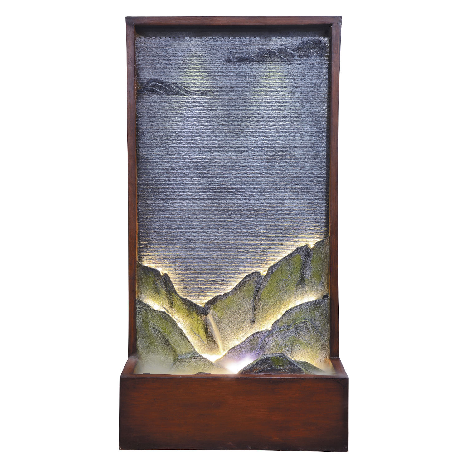 Granimex Kronos Polystone Gigant XXL-Wasserwand mit Pumpe und LED-Beleuchtung Wasserspiel 184x96x47 cm