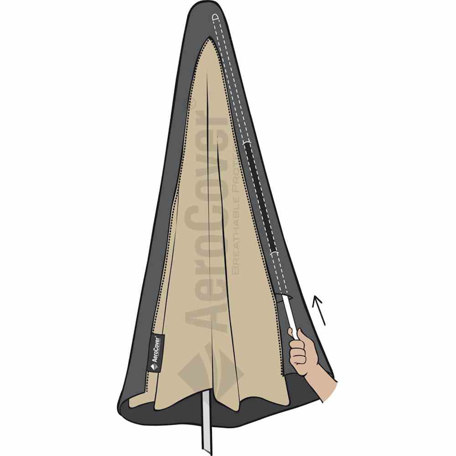 AeroCover Schutzhülle H215xB30/40 cm Mittelstockschirme Schirmhülle Ø4 m