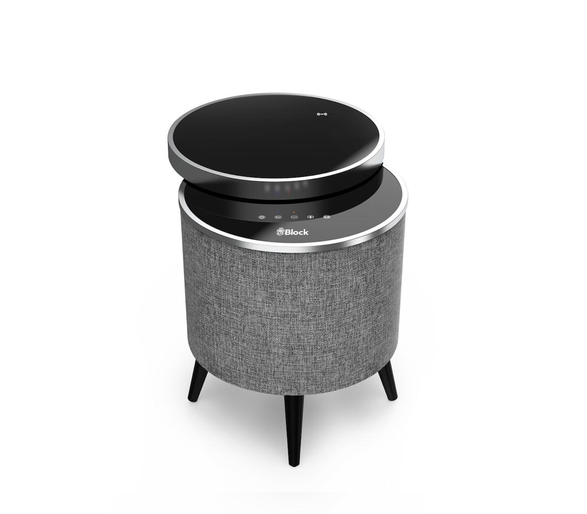 Block Stockholm Tischlautsprecher Tisch mit Bluetooth Laut­spre­cher von Audioblock schwarz