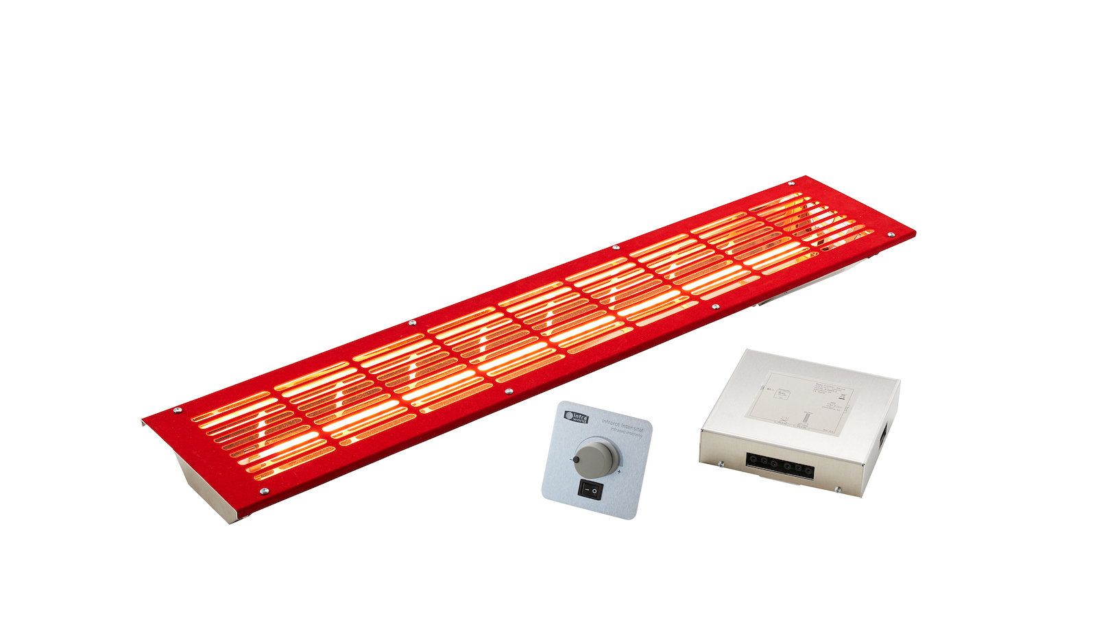 Infraworld VITALlight-IPX4 Infrarotstrahler-Set 500W Ecke rot mit Steuerung silber