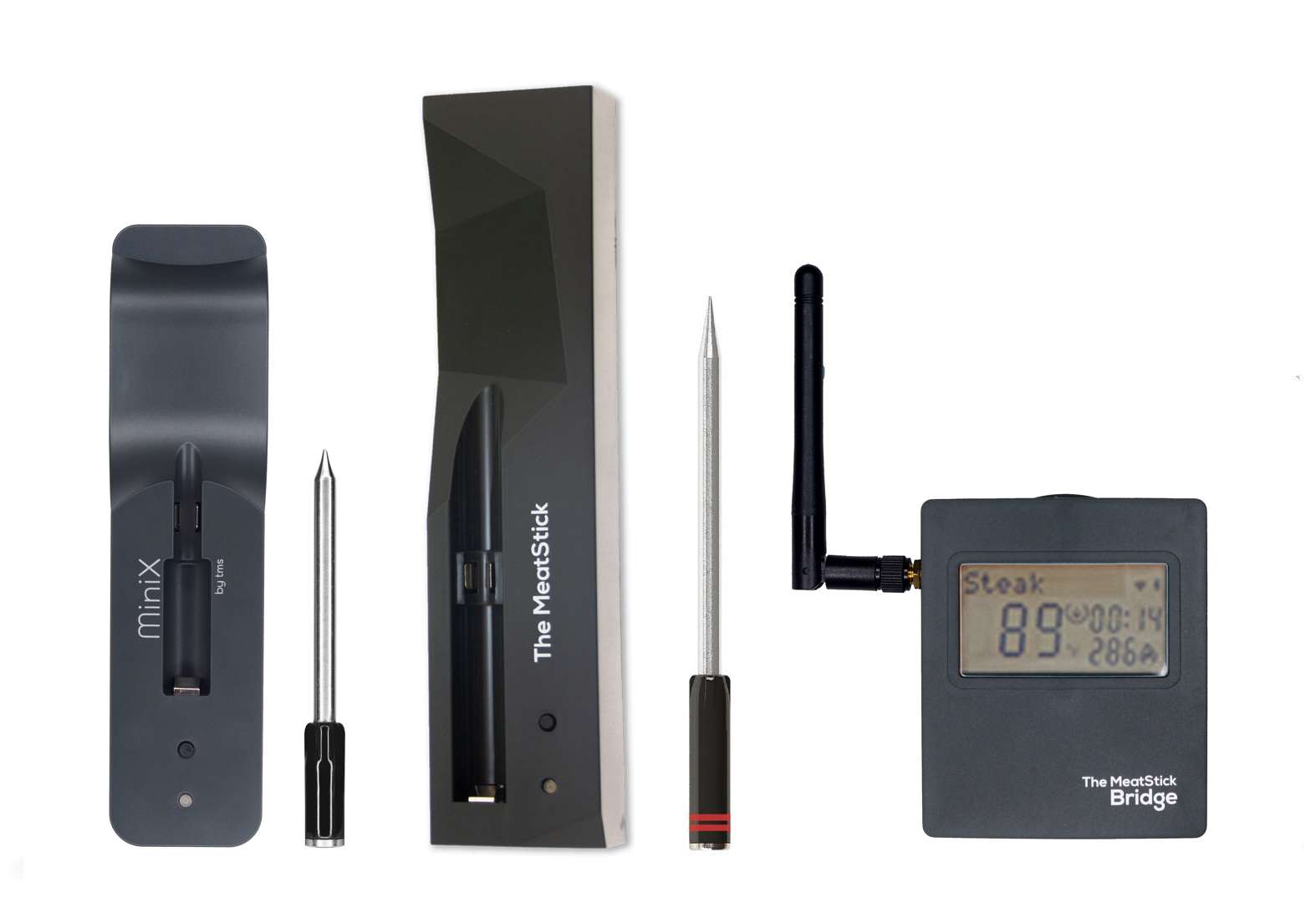 The Meat Stick & Meat Stick Mini X - WiFi Combo SET 8 mit Ladegerät Kabelloses BBQ Grillthermometer
