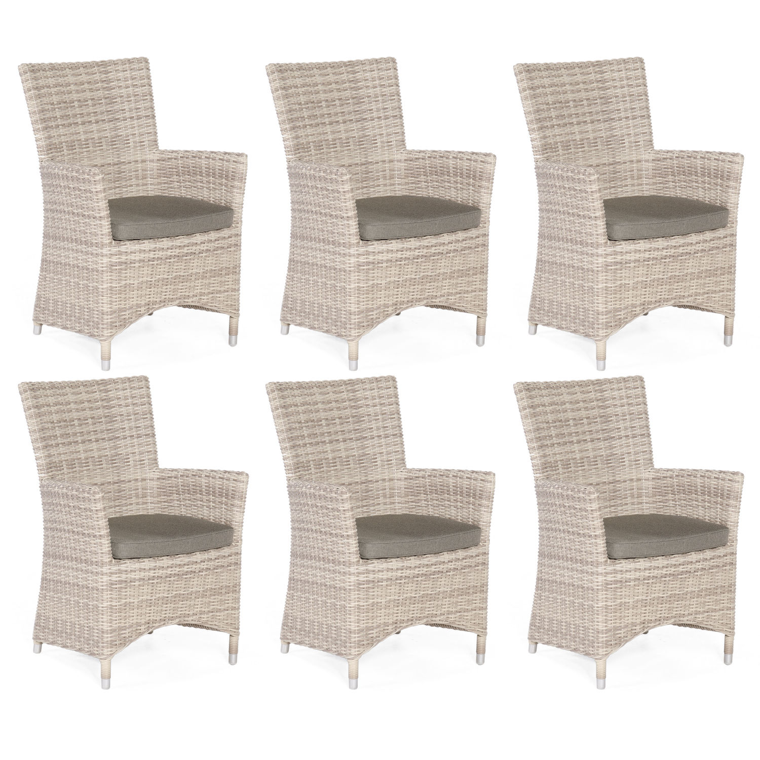 Sonnenpartner 6er-Set Garten-Sessel Ikarus Aluminium mit Polyrattan white-coral Gartenstuhl