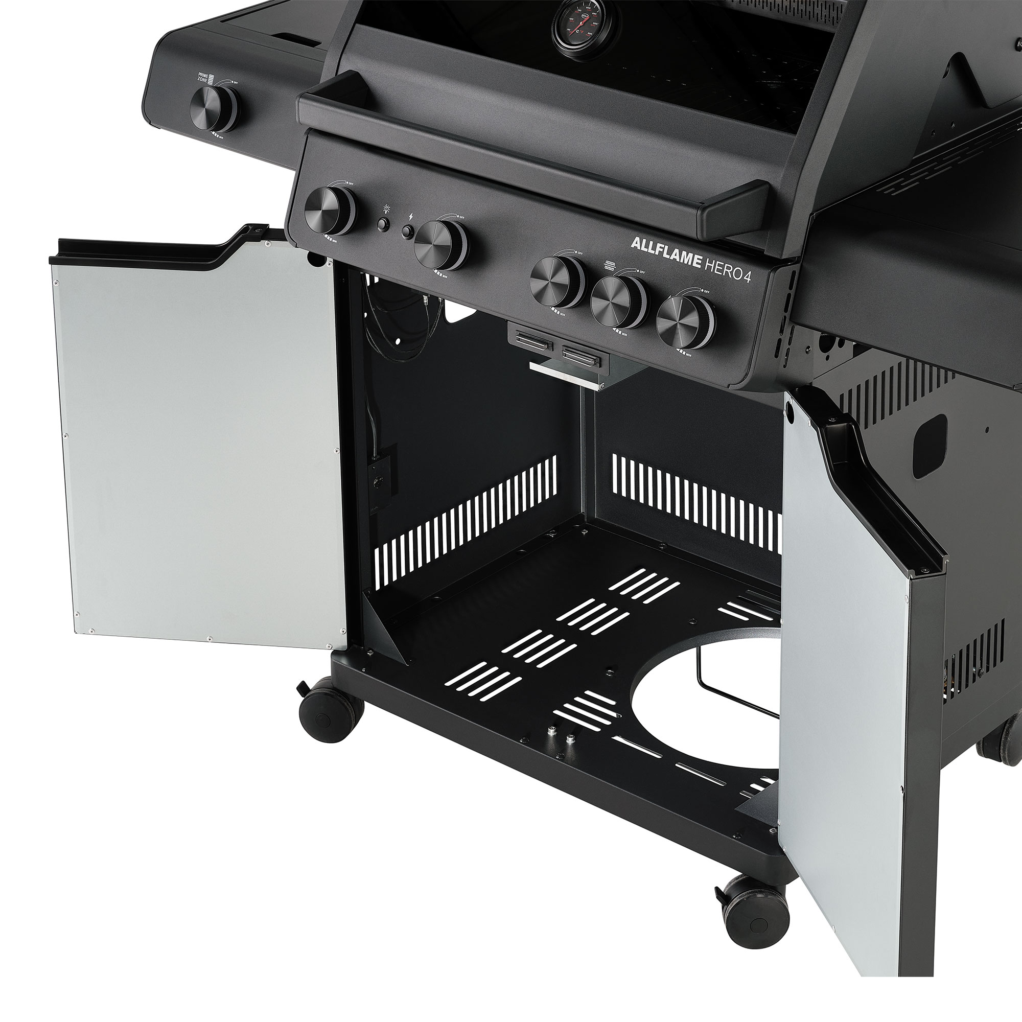 Rösle Gasgrill ALLFLAME Hero 4 Schwarz mit PRIMEZONE und Backburner 251053