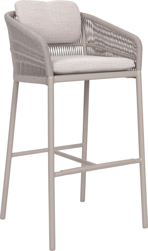 Stern Barsessel Jella Aluminium greige Kordel greige Kissenset 100% Polyacryl Vanilla