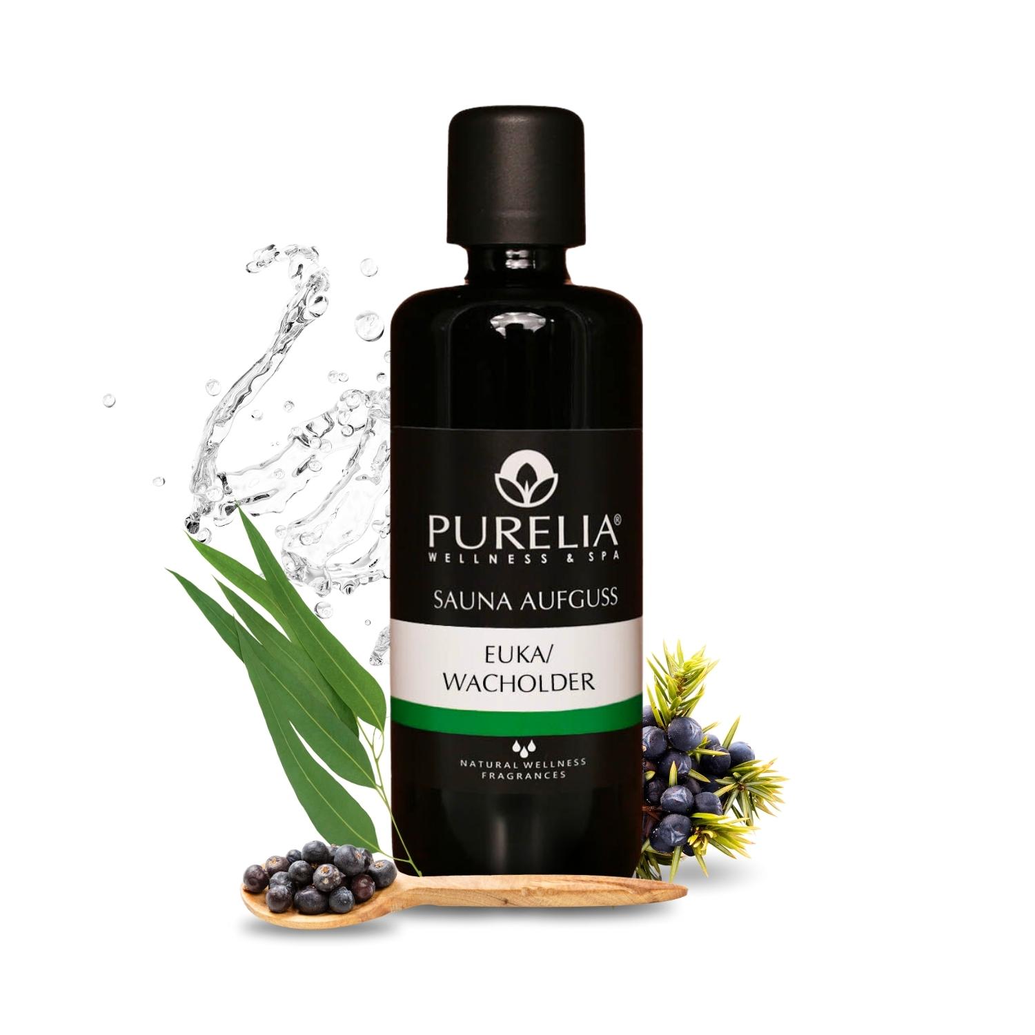 PURELIA Saunaaufguss Konzentrat Euka-Wacholder 100 ml natürlicher Sauna-aufguss - reine ätherische Öle