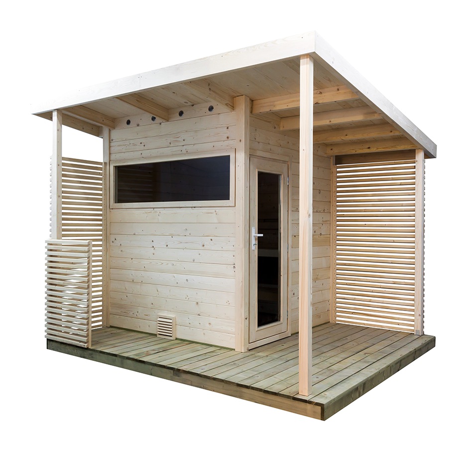 Harvia Gartensauna Scala Medium Saunahaus aus Fichte Massivsauna ca. 344x313x270 cm