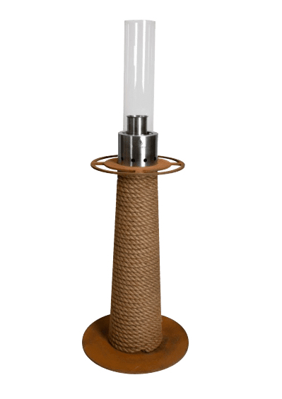Masuria Gartenlampe Juno Corten Steel mit Tauwerk Biobrennstofflampe Gartenfeuer