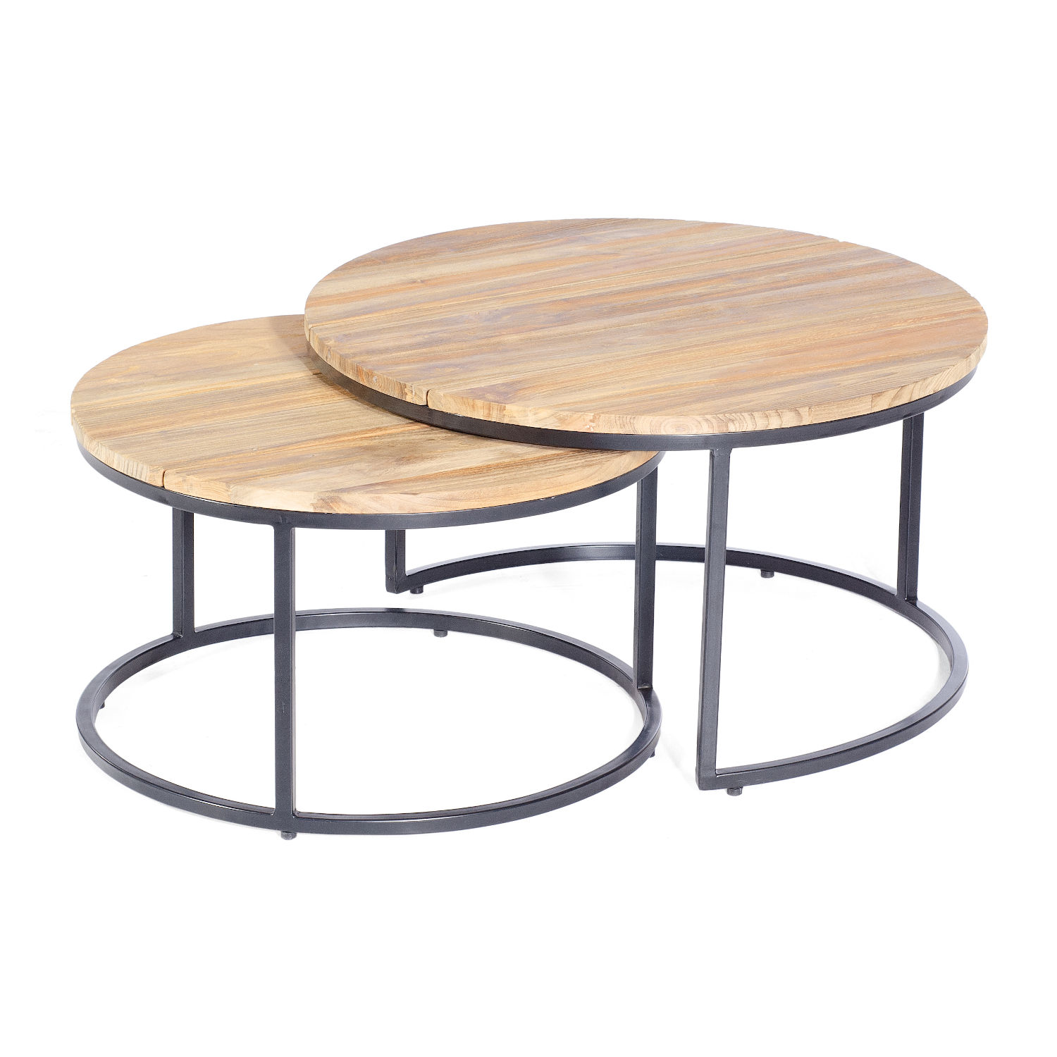 Sonnenpartner Cambridge 2er-Set Lounge-Beistelltische Ø65 / 76cm anthrazit Teakholz